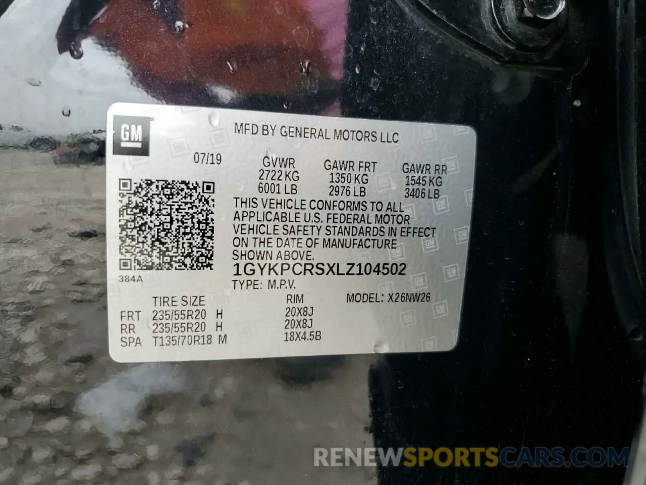 13 Photograph of a damaged car 1GYKPCRSXLZ104502 CADILLAC XT6 2020