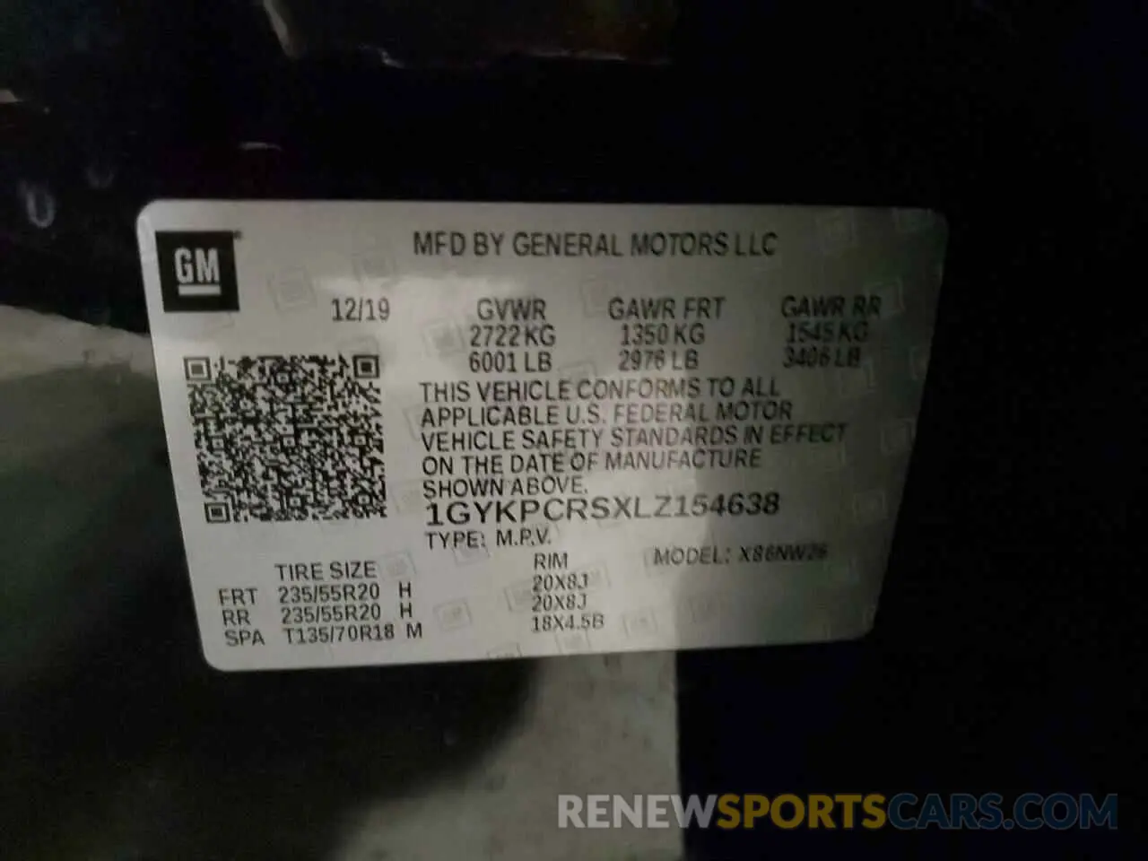 13 Photograph of a damaged car 1GYKPCRSXLZ154638 CADILLAC XT6 2020