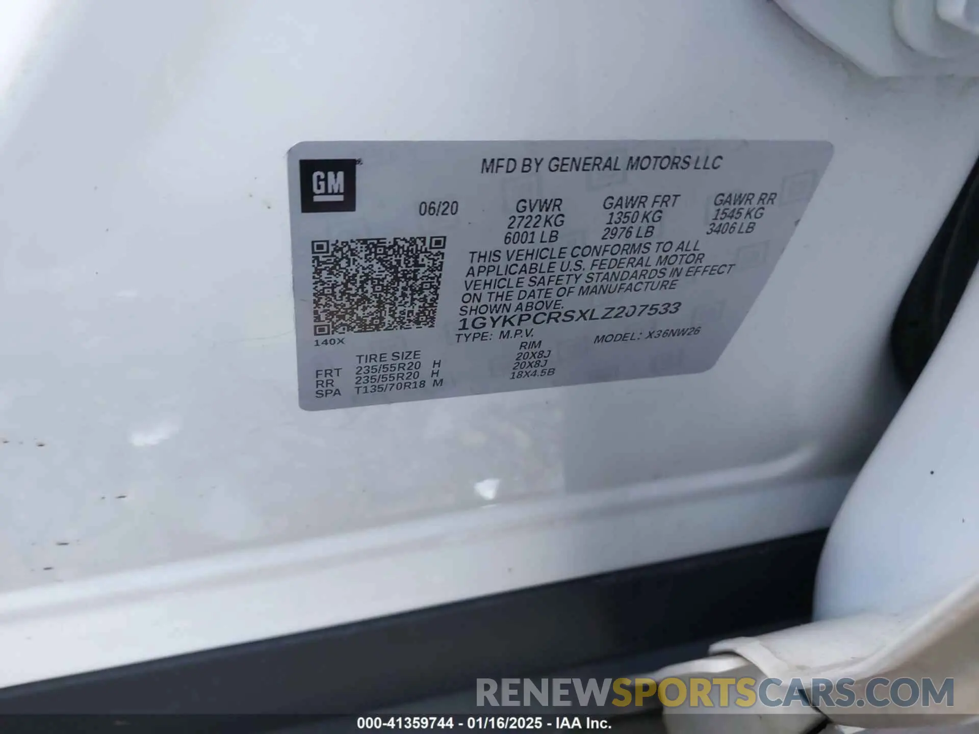 9 Photograph of a damaged car 1GYKPCRSXLZ207533 CADILLAC XT6 2020