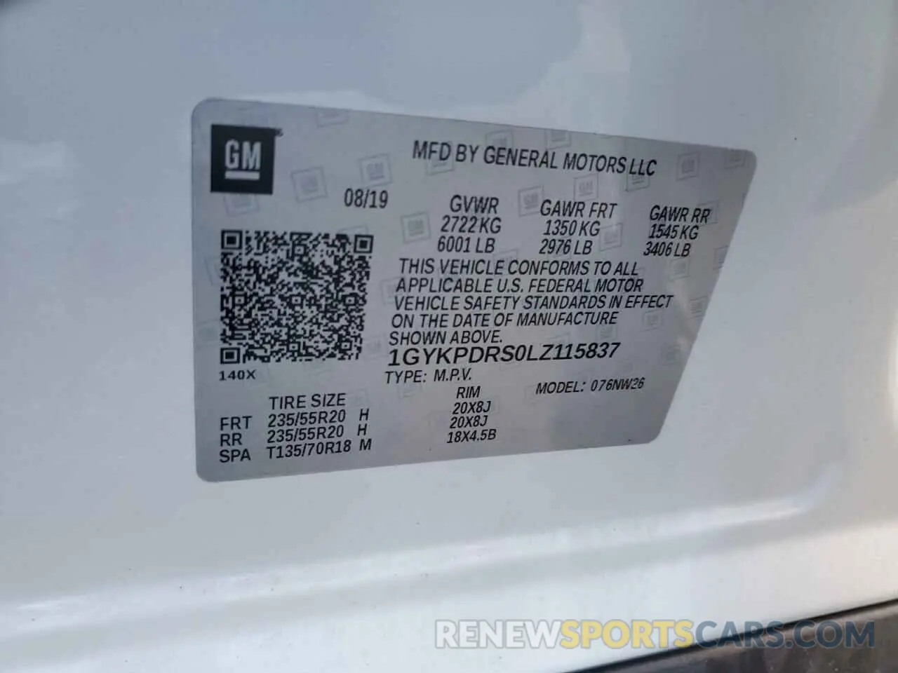 13 Photograph of a damaged car 1GYKPDRS0LZ115837 CADILLAC XT6 2020