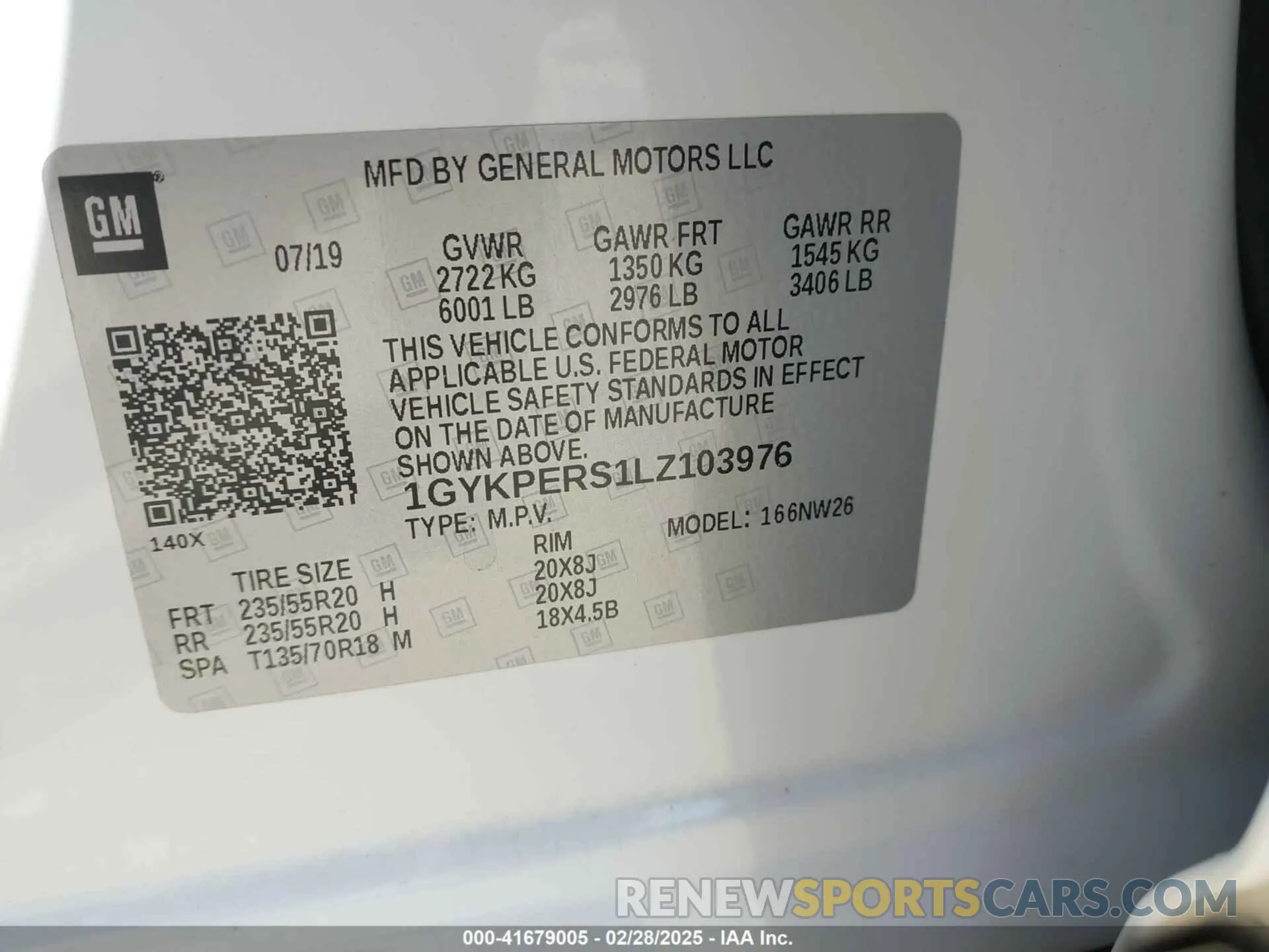 9 Photograph of a damaged car 1GYKPERS1LZ103976 CADILLAC XT6 2020