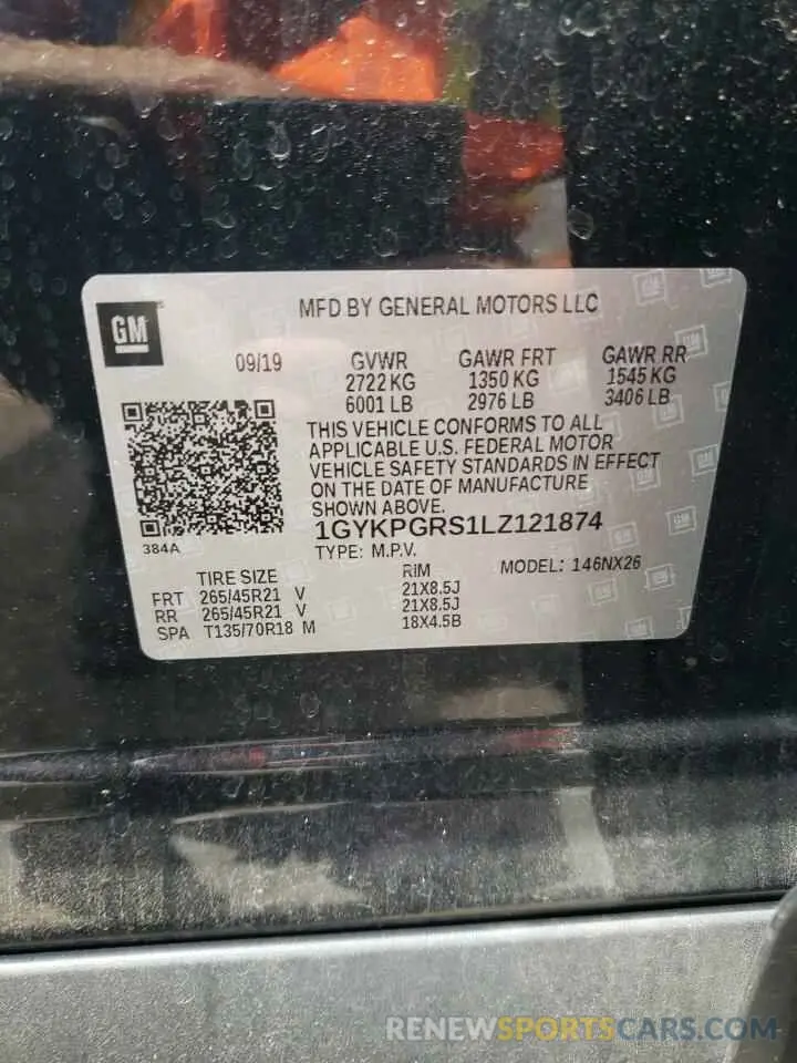 13 Photograph of a damaged car 1GYKPGRS1LZ121874 CADILLAC XT6 2020