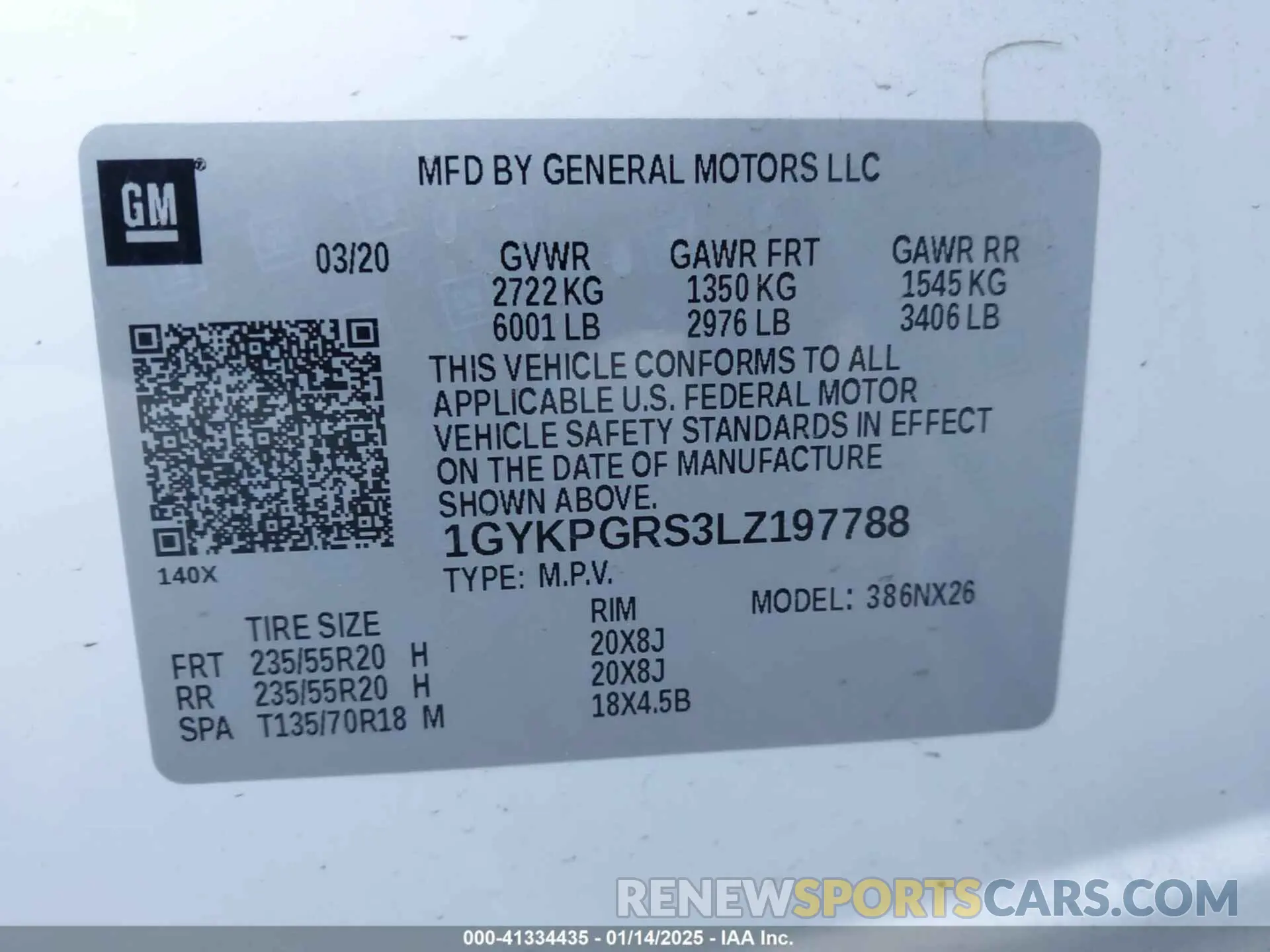 9 Photograph of a damaged car 1GYKPGRS3LZ197788 CADILLAC XT6 2020