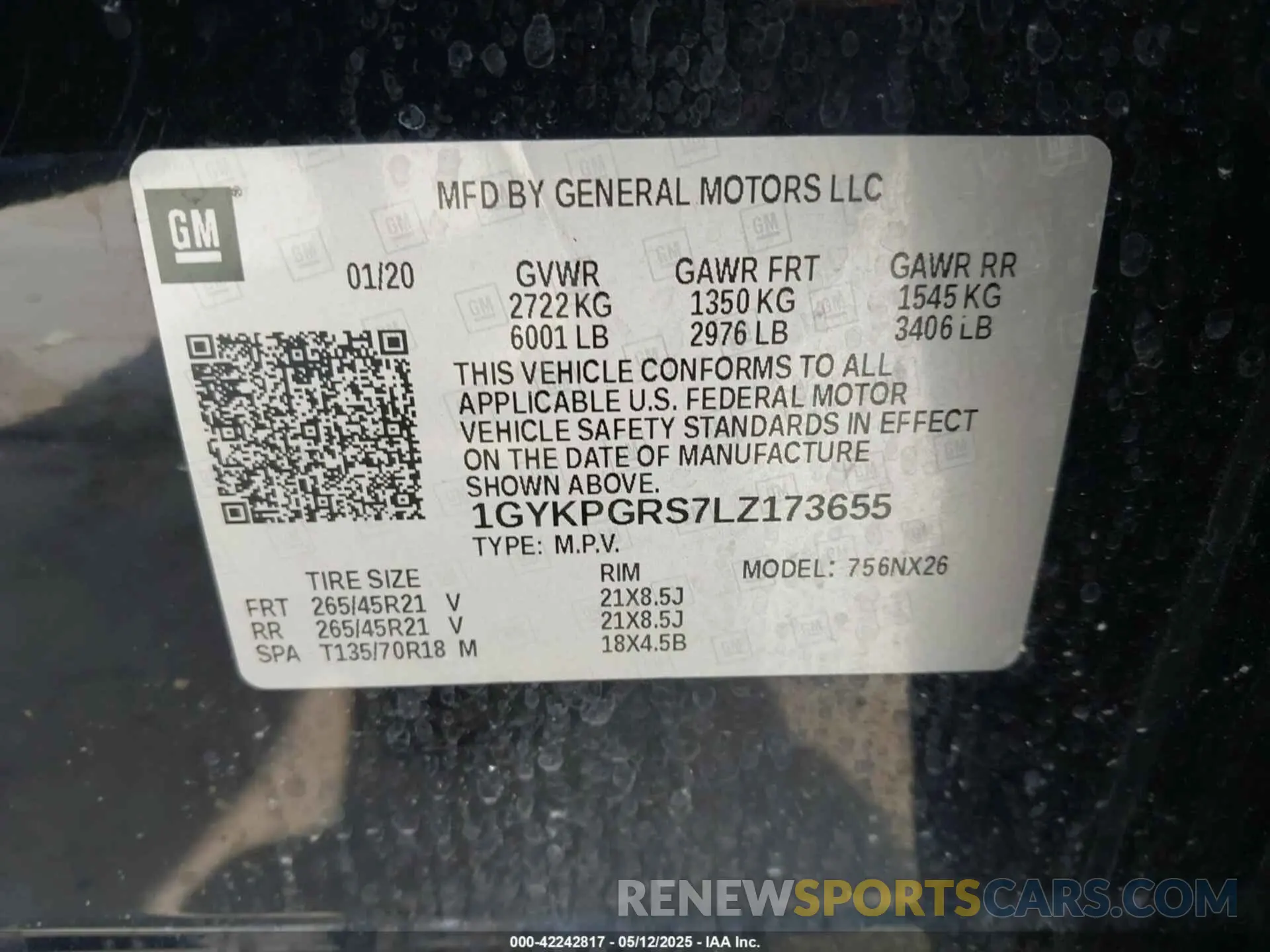 9 Photograph of a damaged car 1GYKPGRS7LZ173655 CADILLAC XT6 2020