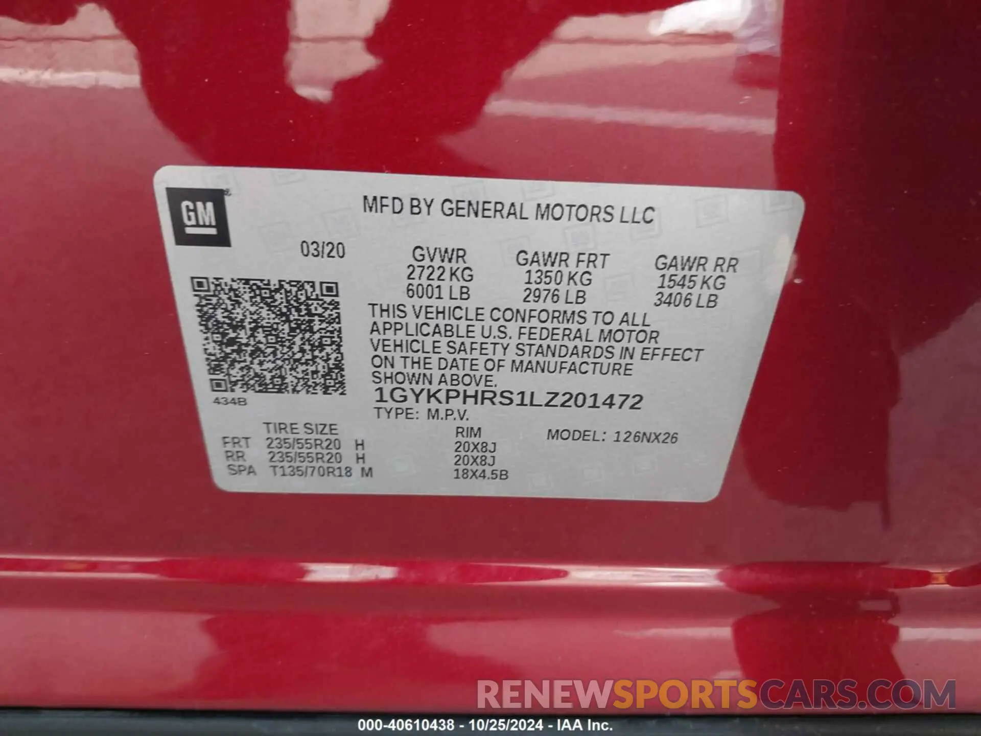 9 Photograph of a damaged car 1GYKPHRS1LZ201472 CADILLAC XT6 2020