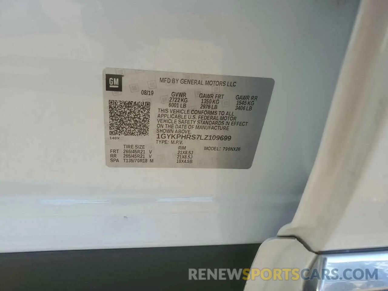 13 Photograph of a damaged car 1GYKPHRS7LZ109699 CADILLAC XT6 2020