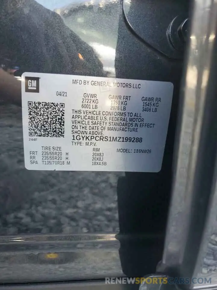 13 Photograph of a damaged car 1GYKPCRS1MZ199288 CADILLAC XT6 2021