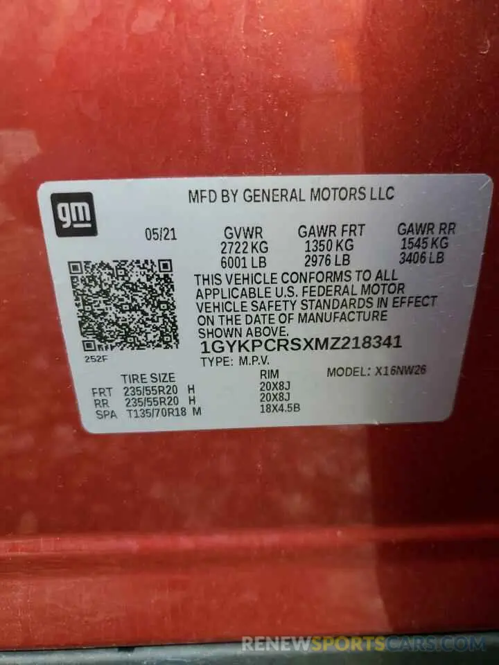 13 Photograph of a damaged car 1GYKPCRSXMZ218341 CADILLAC XT6 2021