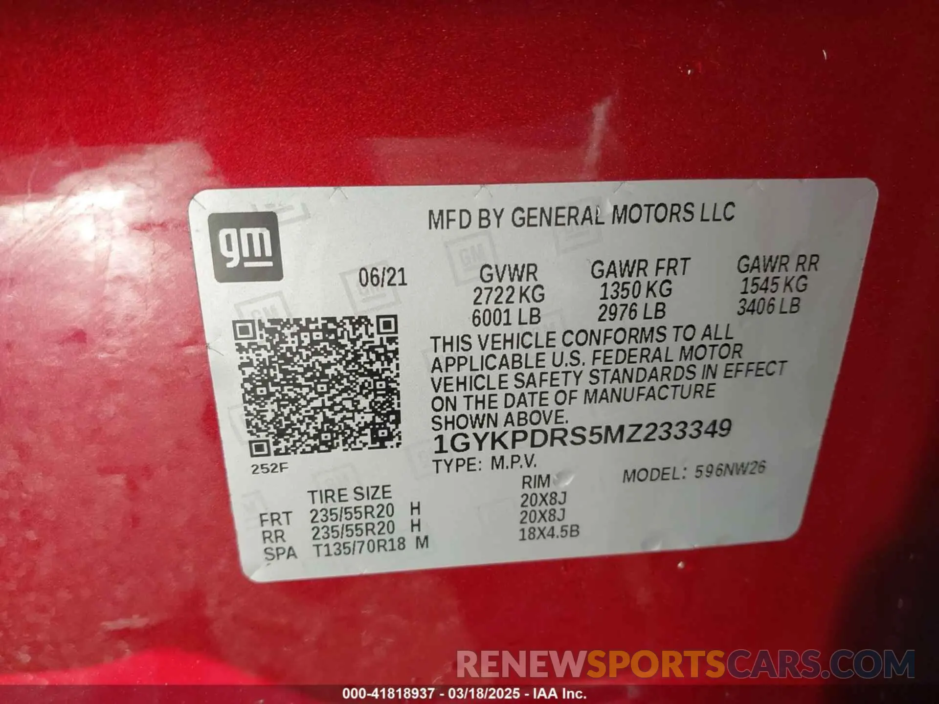 9 Photograph of a damaged car 1GYKPDRS5MZ233349 CADILLAC XT6 2021