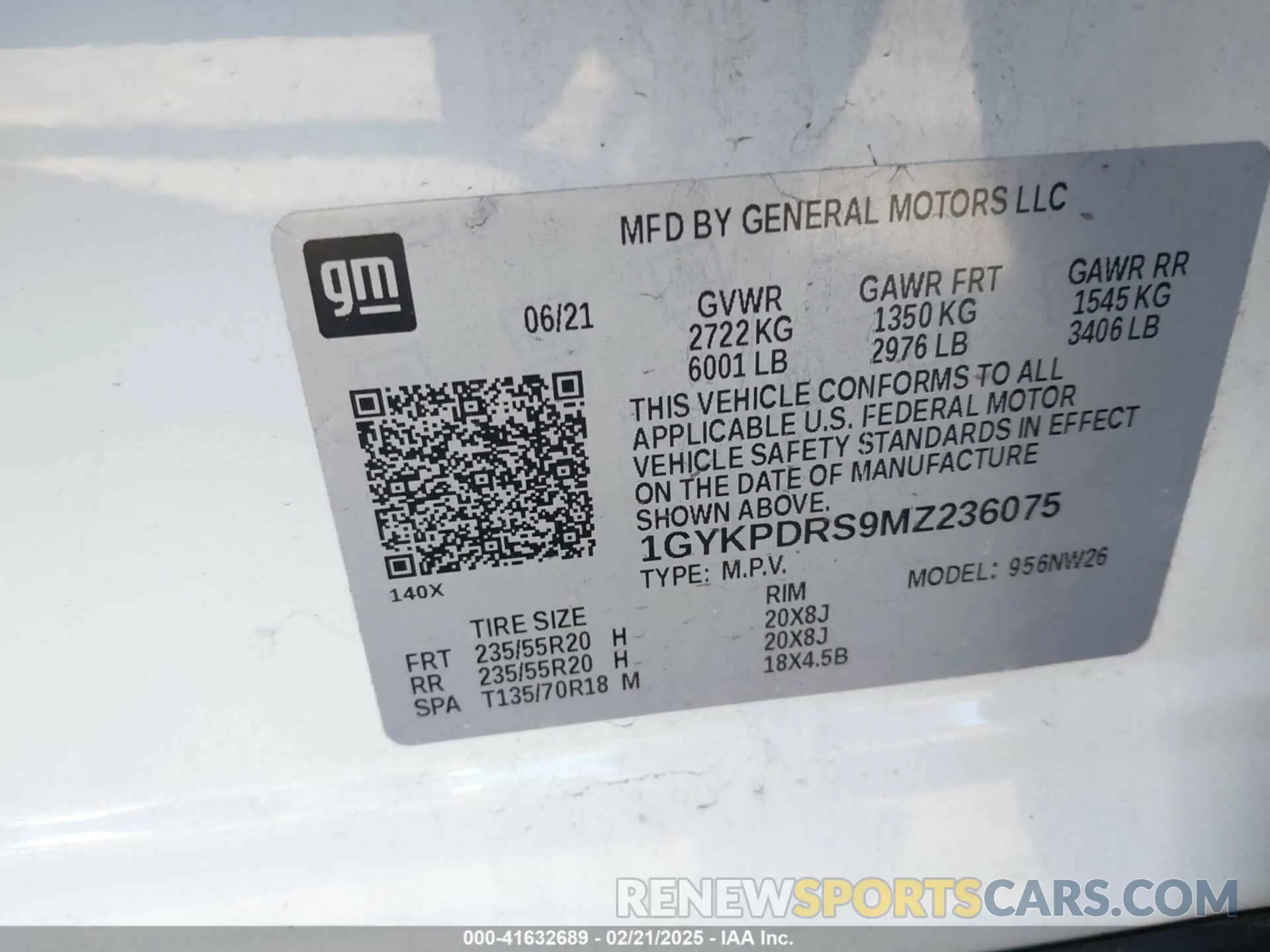 9 Photograph of a damaged car 1GYKPDRS9MZ236075 CADILLAC XT6 2021