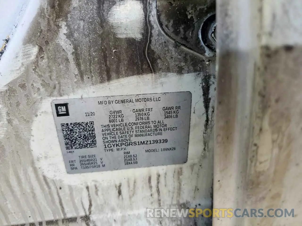 12 Photograph of a damaged car 1GYKPGRS1MZ139339 CADILLAC XT6 2021