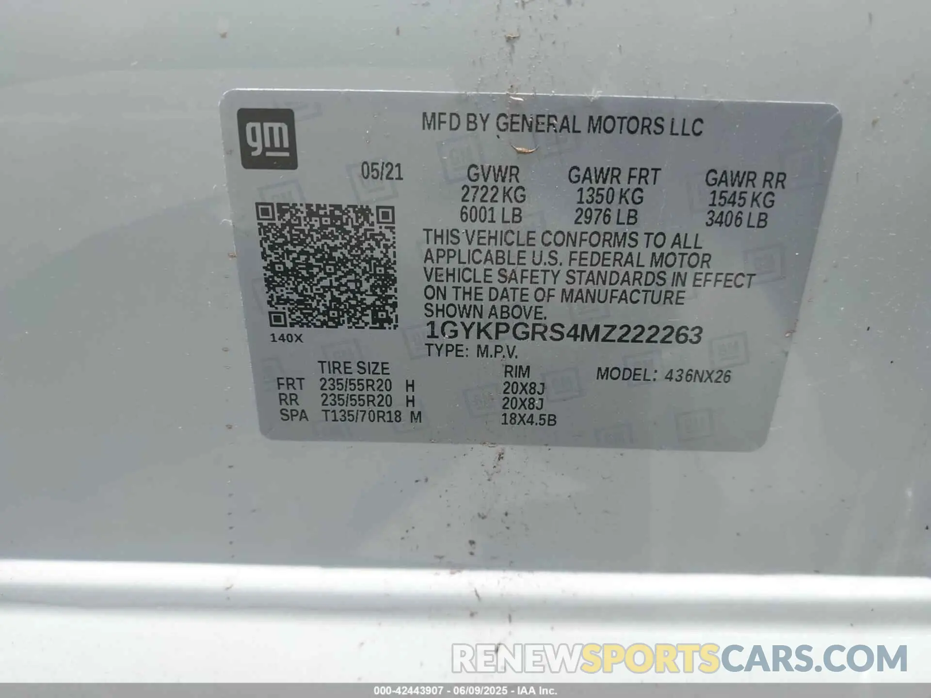 9 Photograph of a damaged car 1GYKPGRS4MZ222263 CADILLAC XT6 2021