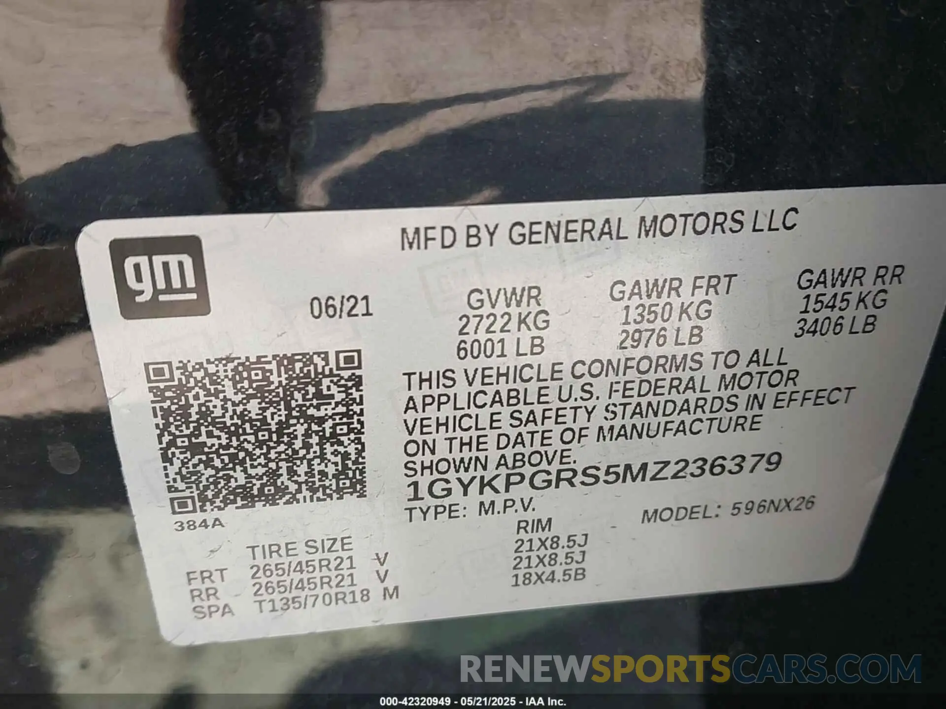9 Photograph of a damaged car 1GYKPGRS5MZ236379 CADILLAC XT6 2021