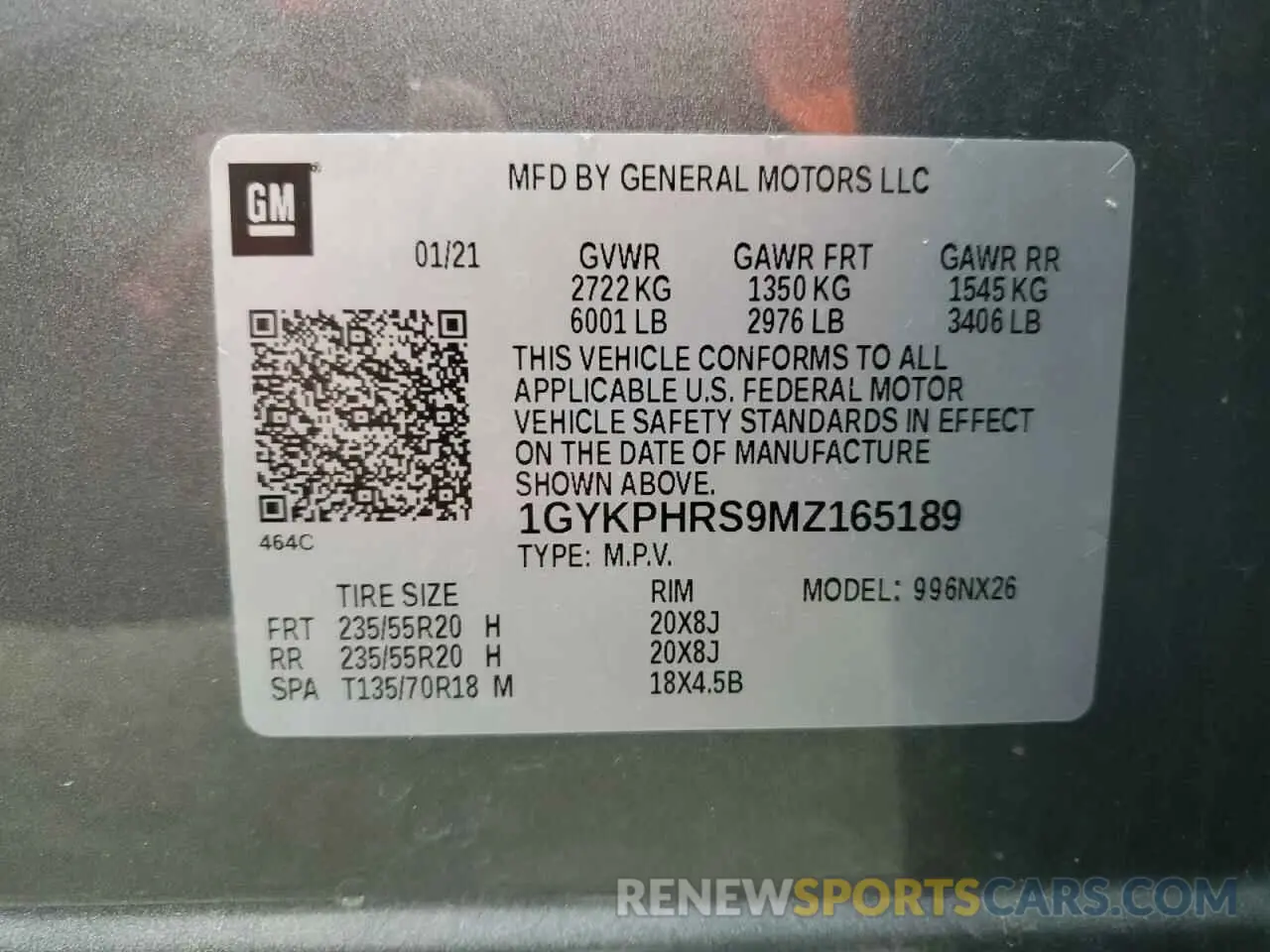 12 Photograph of a damaged car 1GYKPHRS9MZ165189 CADILLAC XT6 2021
