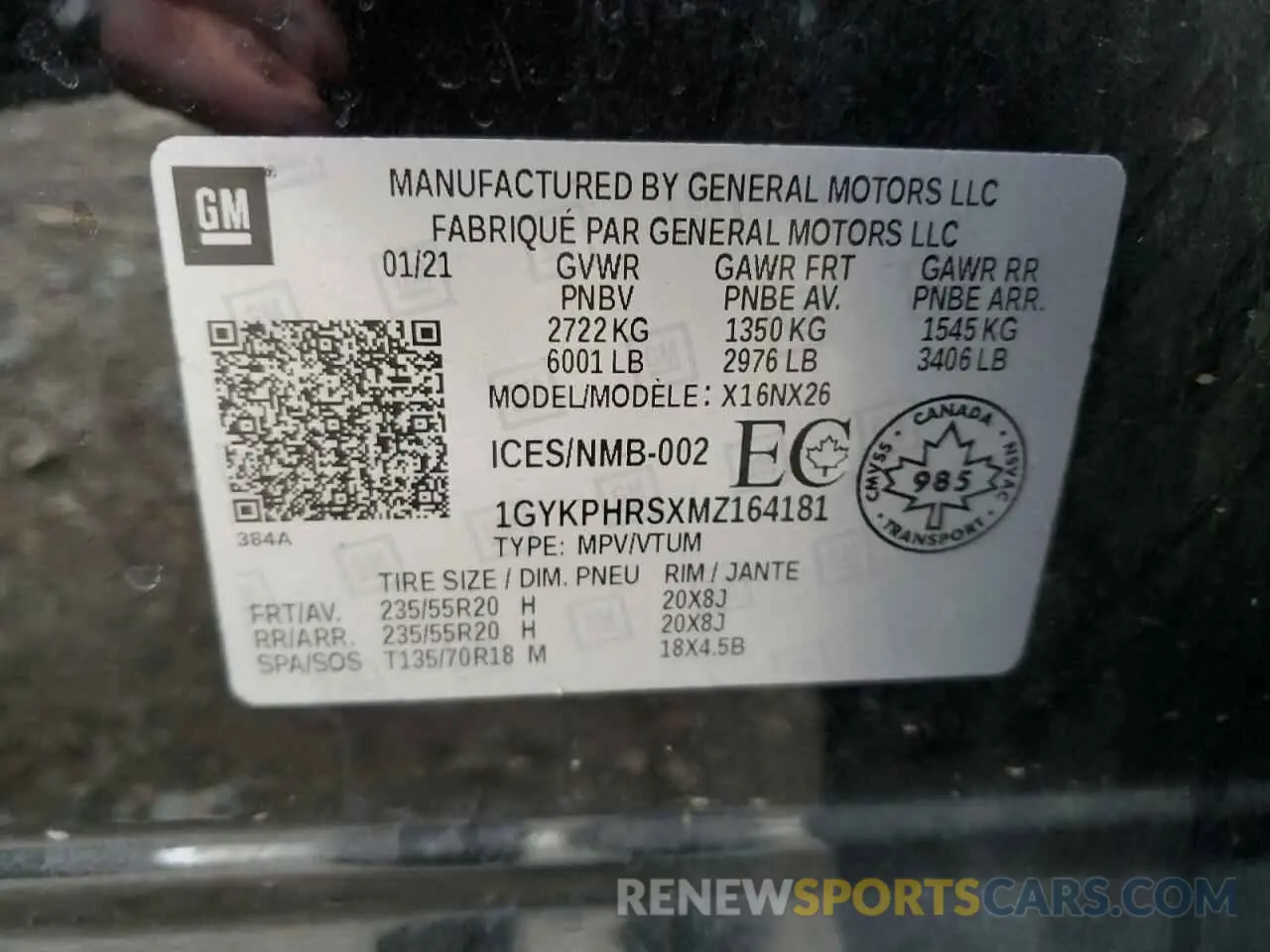 14 Photograph of a damaged car 1GYKPHRSXMZ164181 CADILLAC XT6 2021