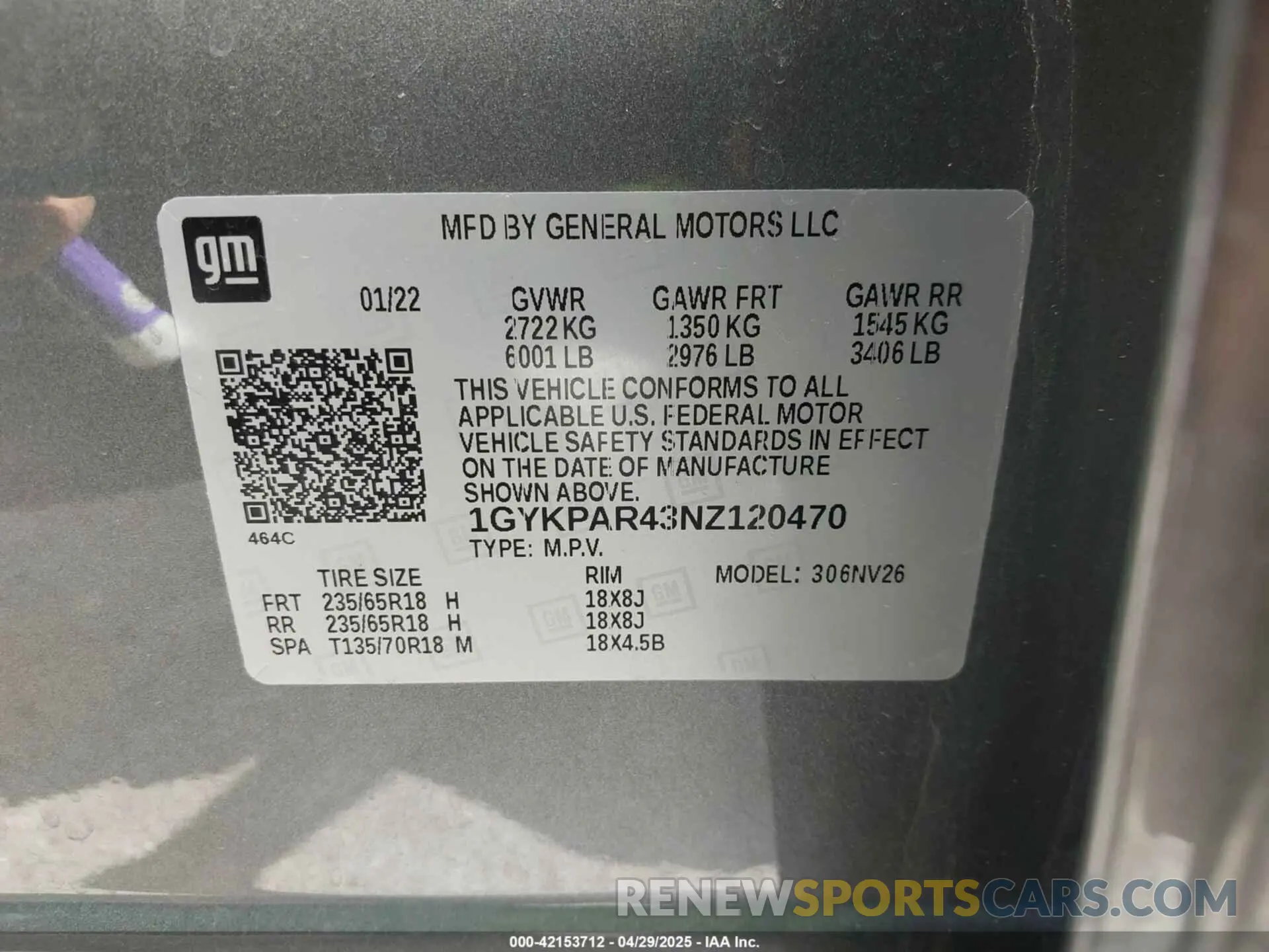 9 Photograph of a damaged car 1GYKPAR43NZ120470 CADILLAC XT6 2022