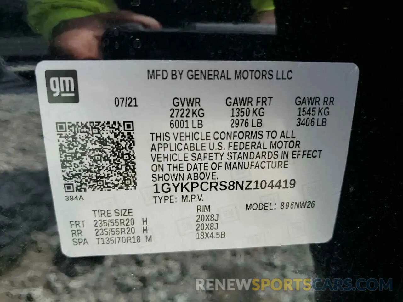 14 Photograph of a damaged car 1GYKPCRS8NZ104419 CADILLAC XT6 2022