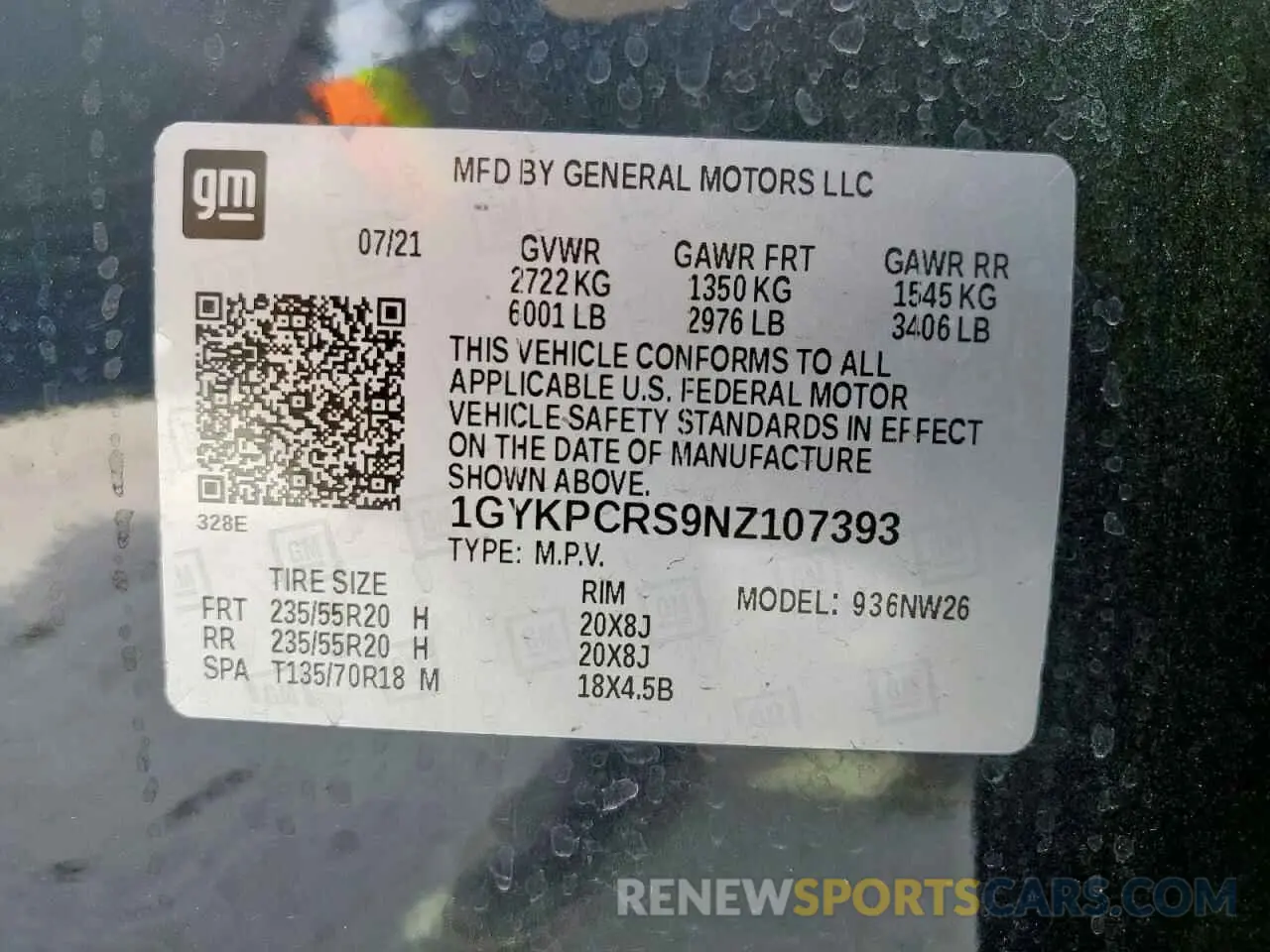 14 Photograph of a damaged car 1GYKPCRS9NZ107393 CADILLAC XT6 2022