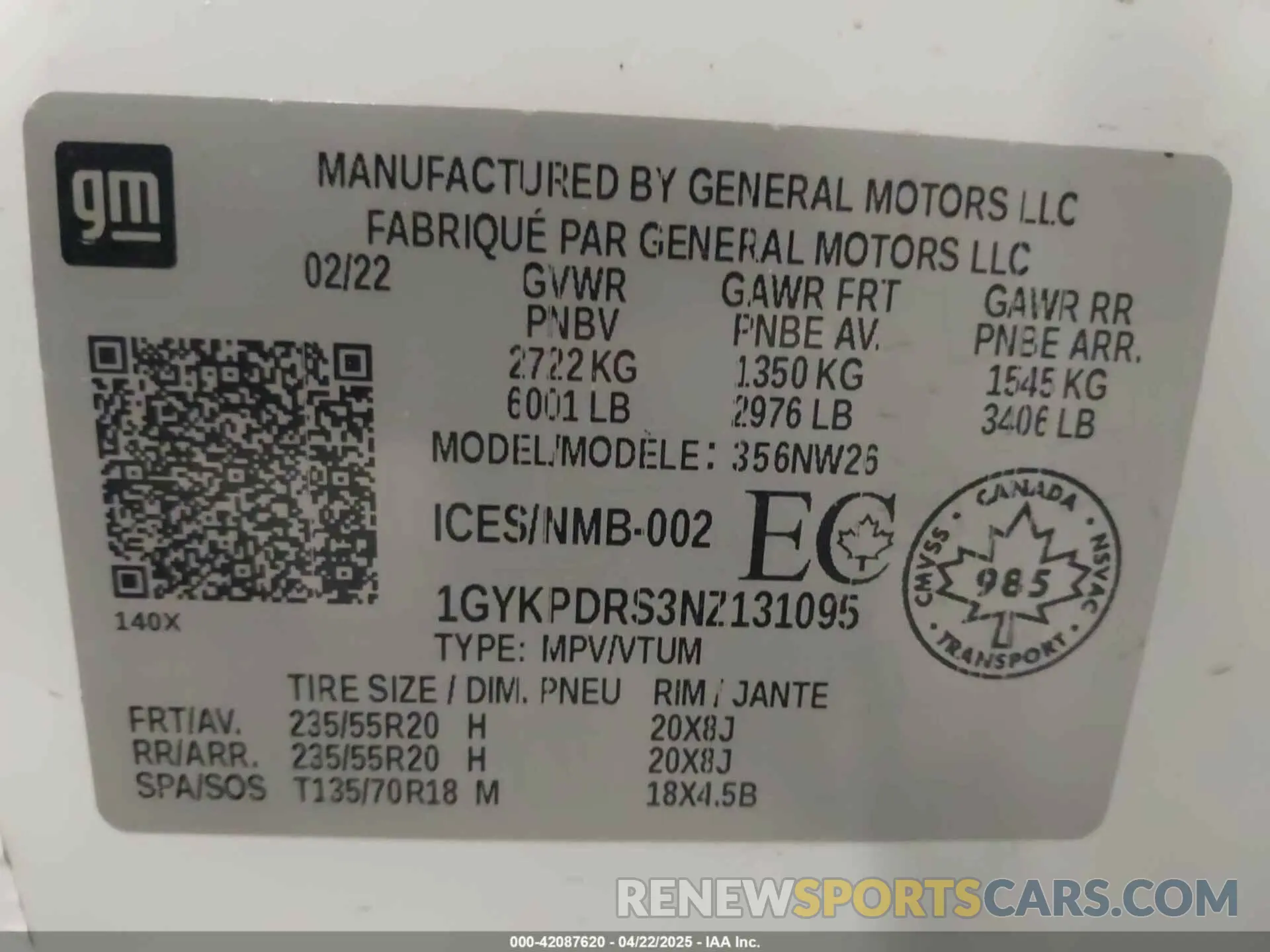 9 Photograph of a damaged car 1GYKPDRS3NZ131095 CADILLAC XT6 2022