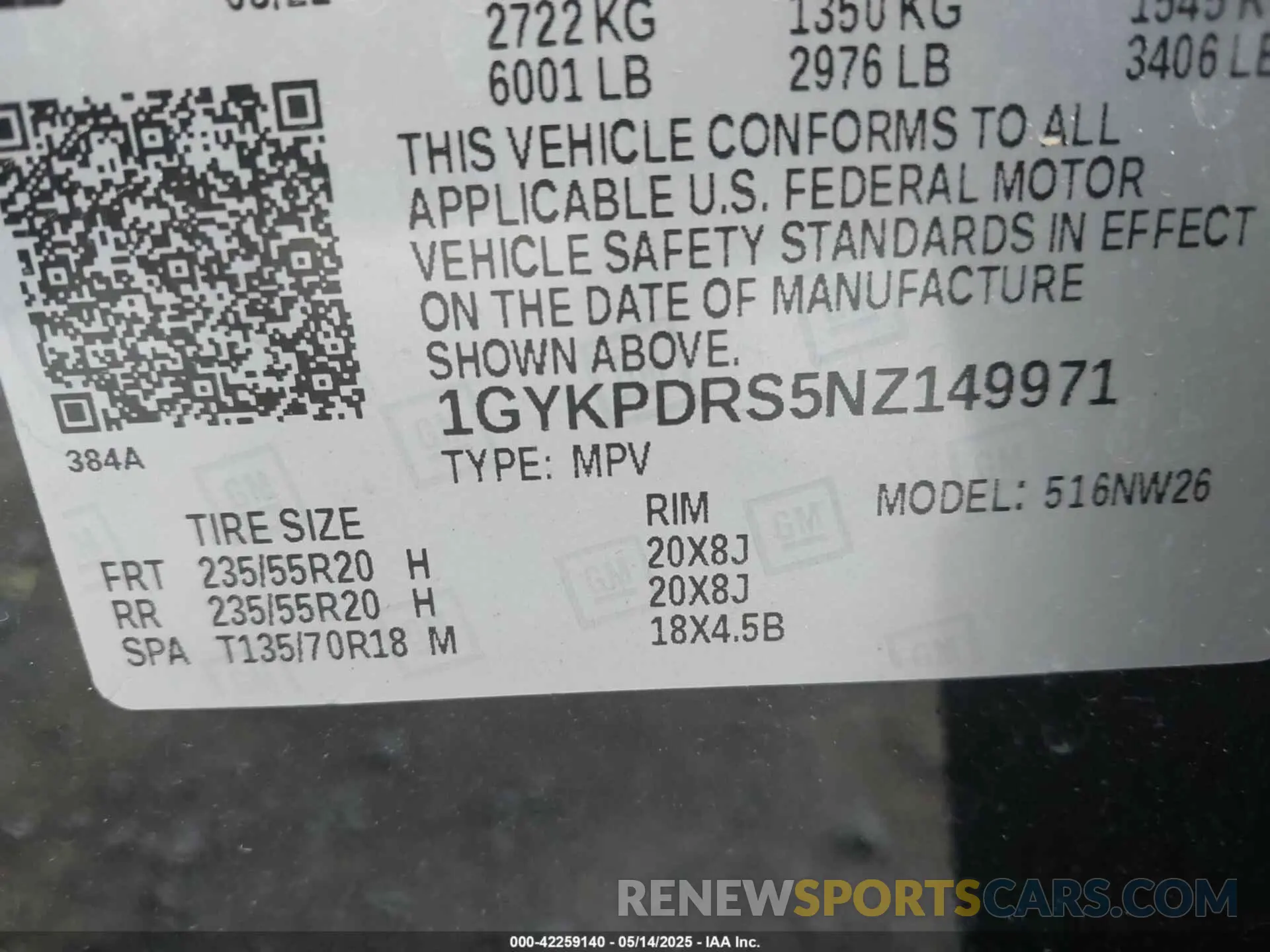 9 Photograph of a damaged car 1GYKPDRS5NZ149971 CADILLAC XT6 2022