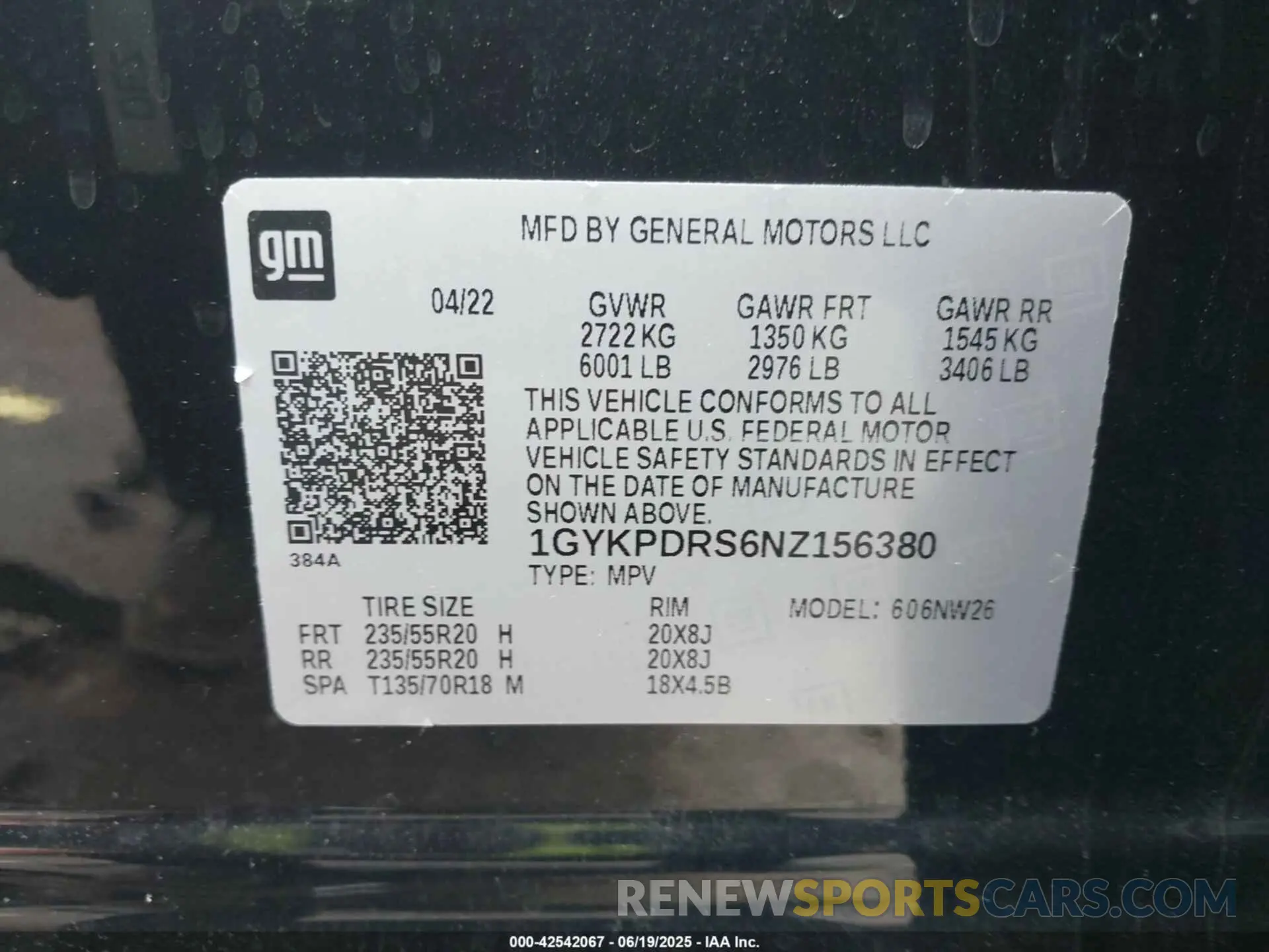 9 Photograph of a damaged car 1GYKPDRS6NZ156380 CADILLAC XT6 2022