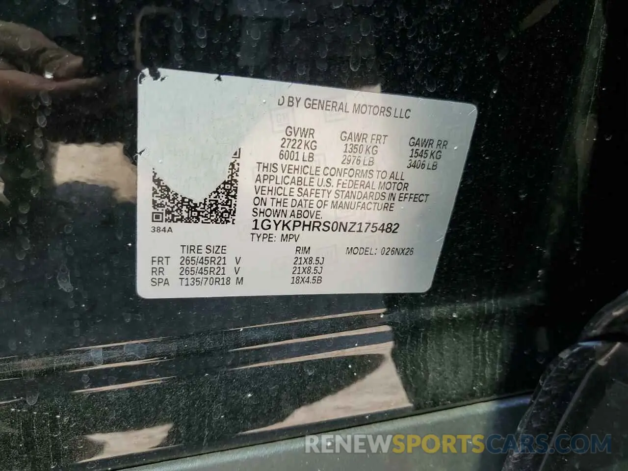 14 Photograph of a damaged car 1GYKPHRS0NZ175482 CADILLAC XT6 2022