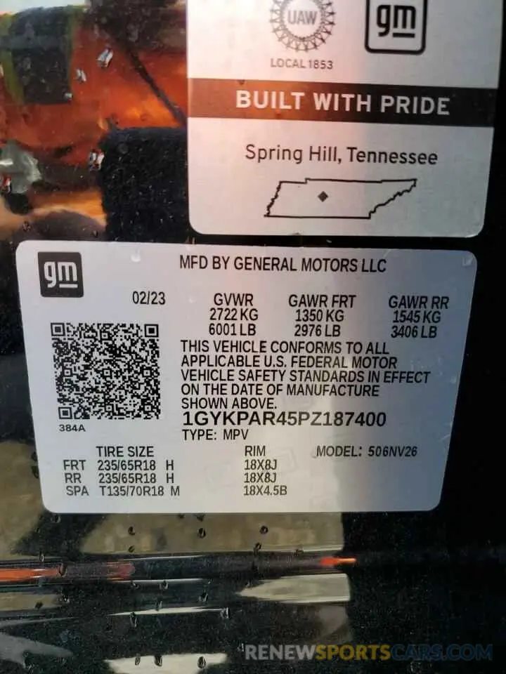 14 Photograph of a damaged car 1GYKPAR45PZ187400 CADILLAC XT6 2023