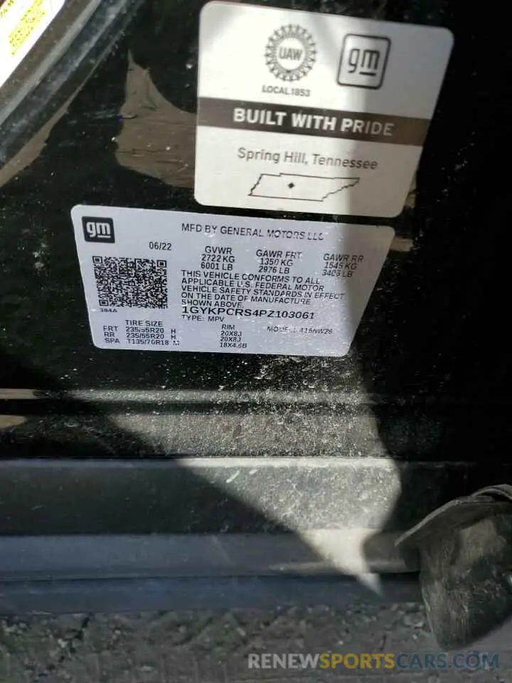 13 Photograph of a damaged car 1GYKPCRS4PZ103061 CADILLAC XT6 2023