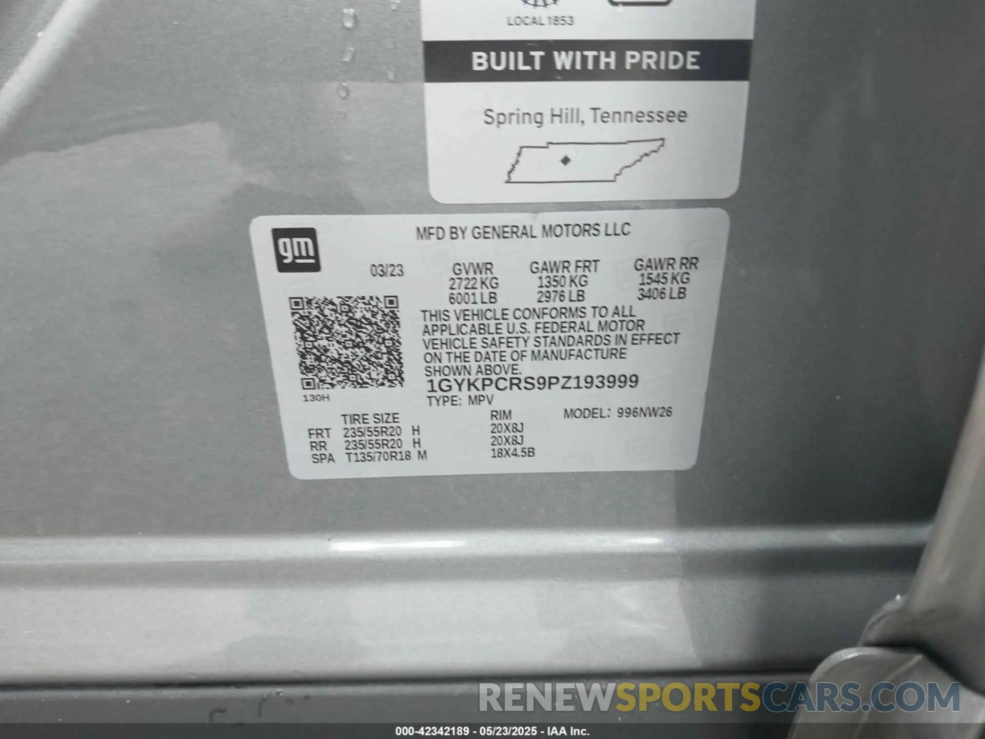 9 Photograph of a damaged car 1GYKPCRS9PZ193999 CADILLAC XT6 2023