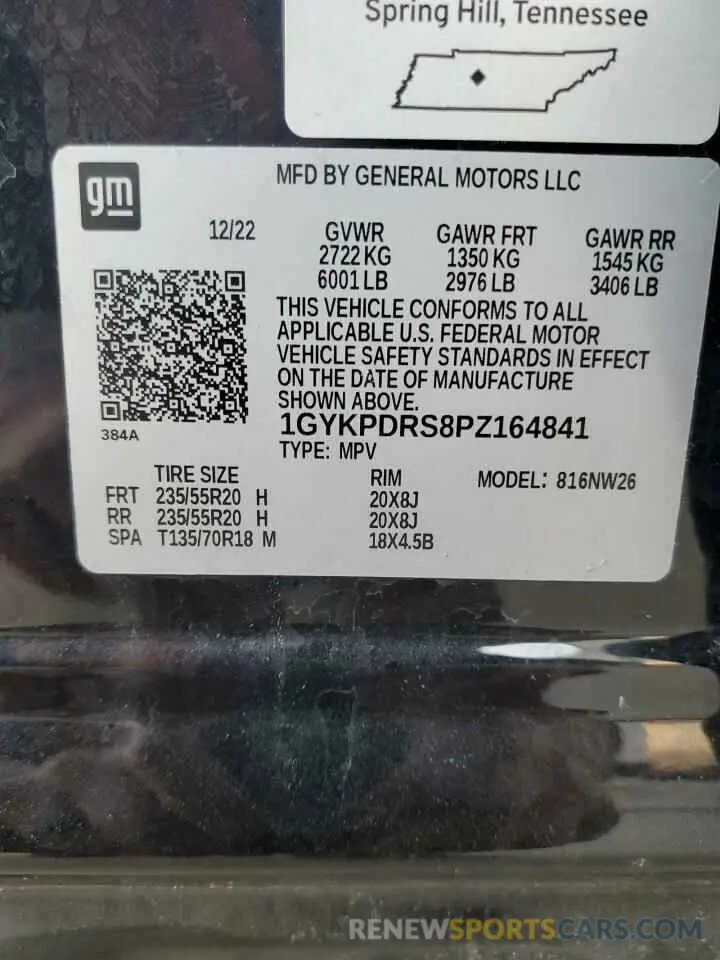 14 Photograph of a damaged car 1GYKPDRS8PZ164841 CADILLAC XT6 2023
