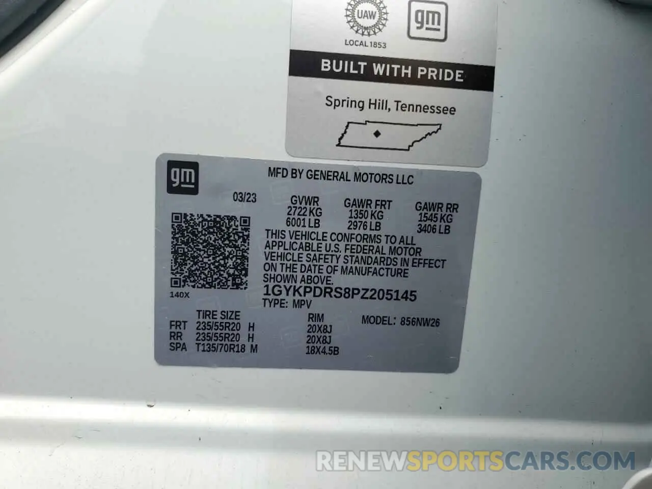 13 Photograph of a damaged car 1GYKPDRS8PZ205145 CADILLAC XT6 2023