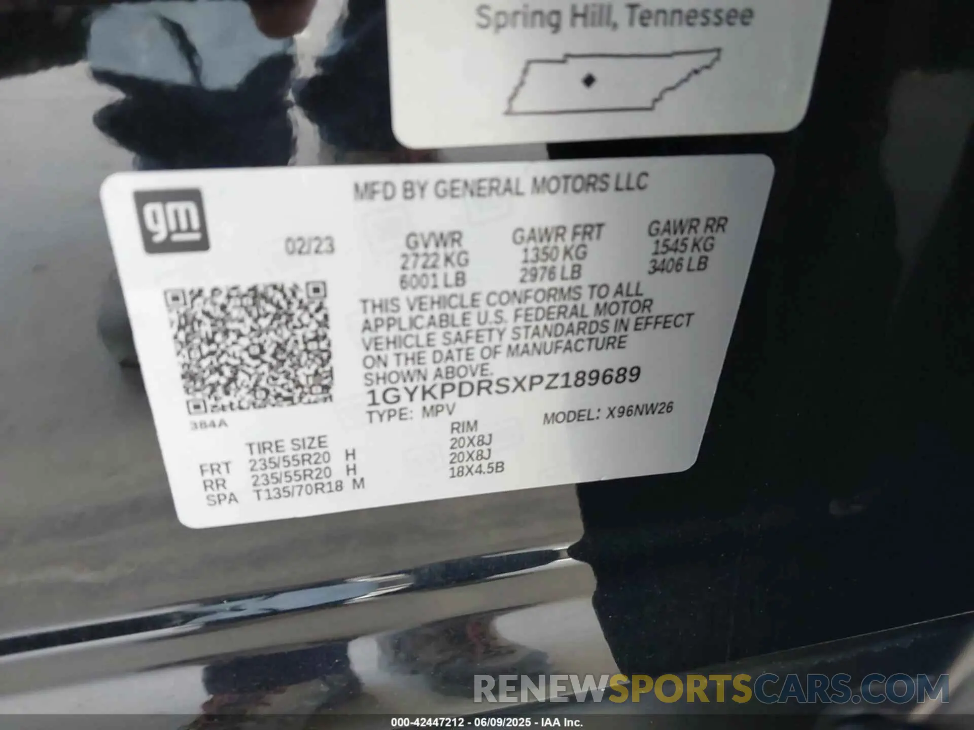 9 Photograph of a damaged car 1GYKPDRSXPZ189689 CADILLAC XT6 2023