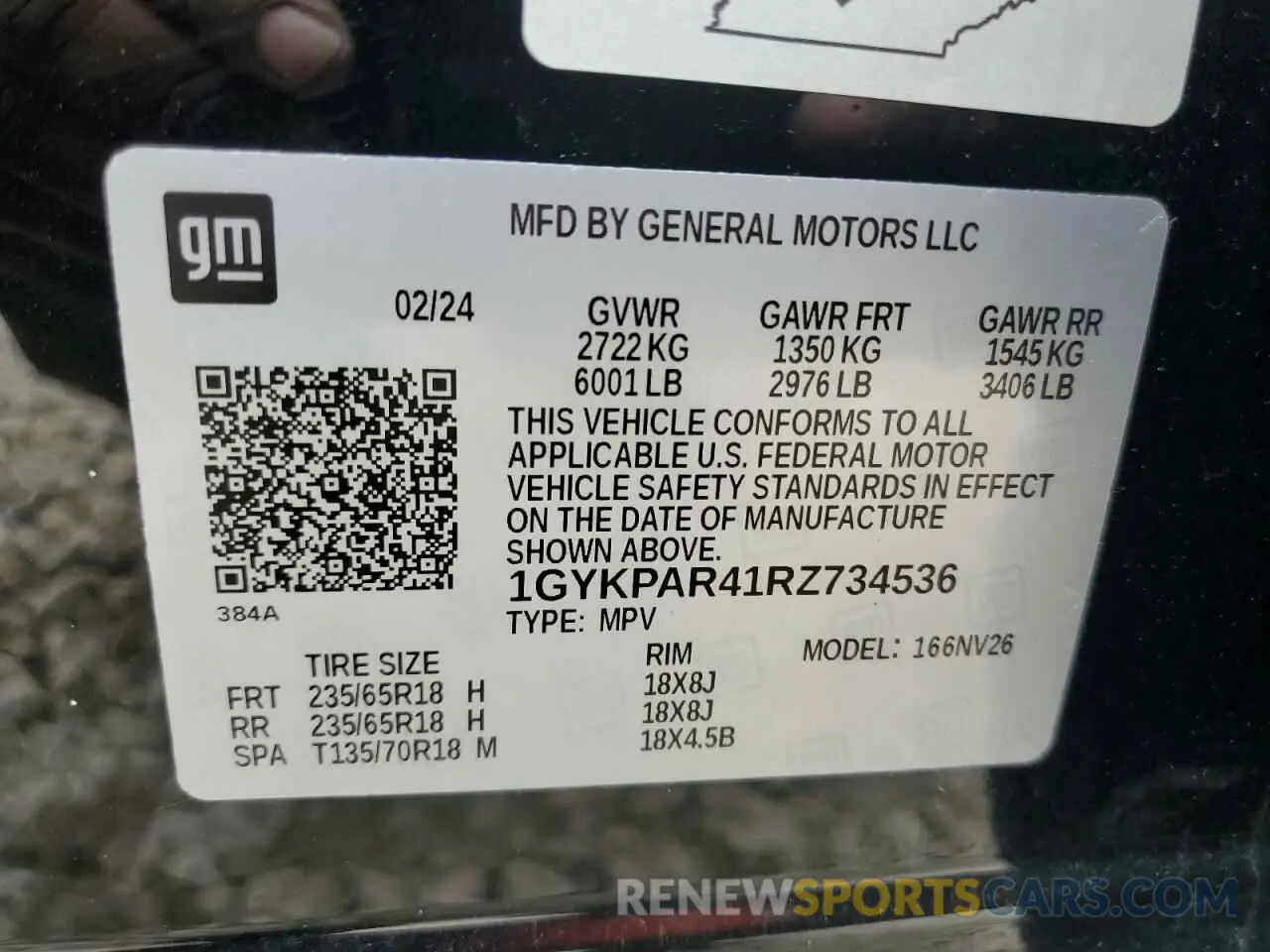 14 Photograph of a damaged car 1GYKPAR41RZ734536 CADILLAC XT6 2024