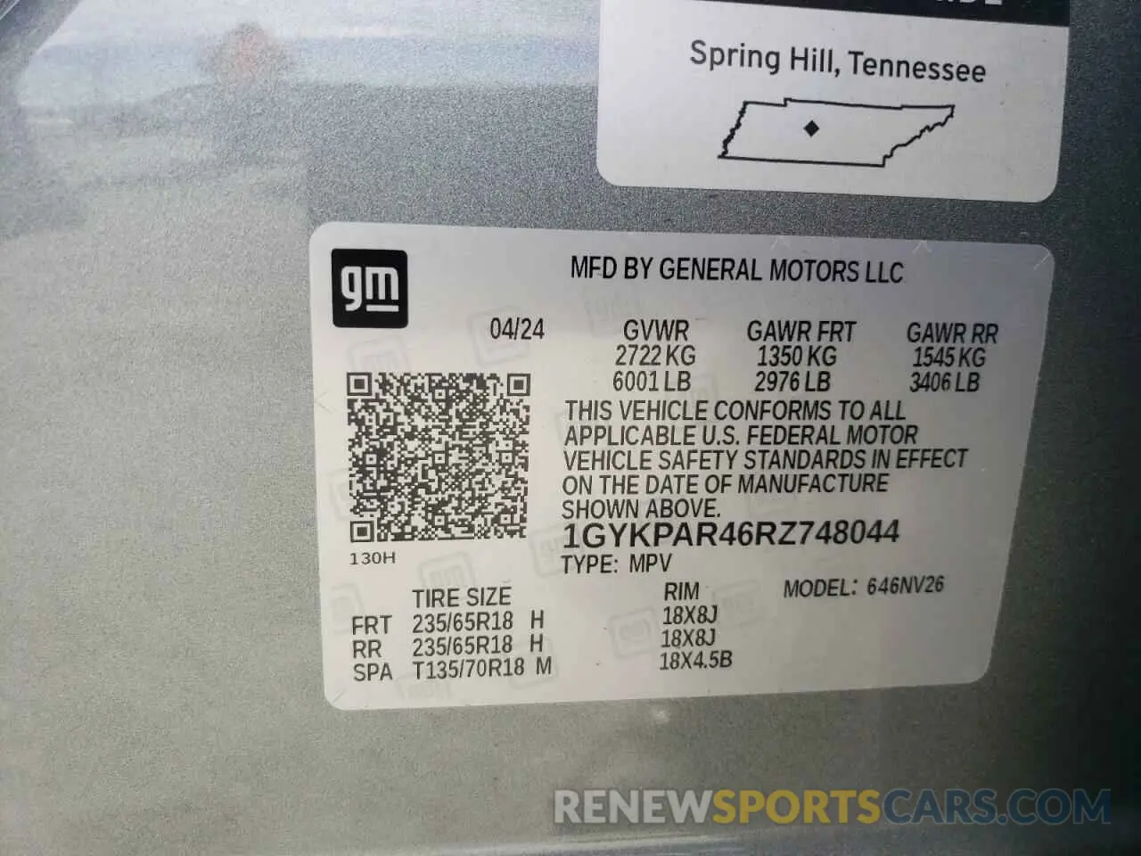 14 Photograph of a damaged car 1GYKPAR46RZ748044 CADILLAC XT6 2024