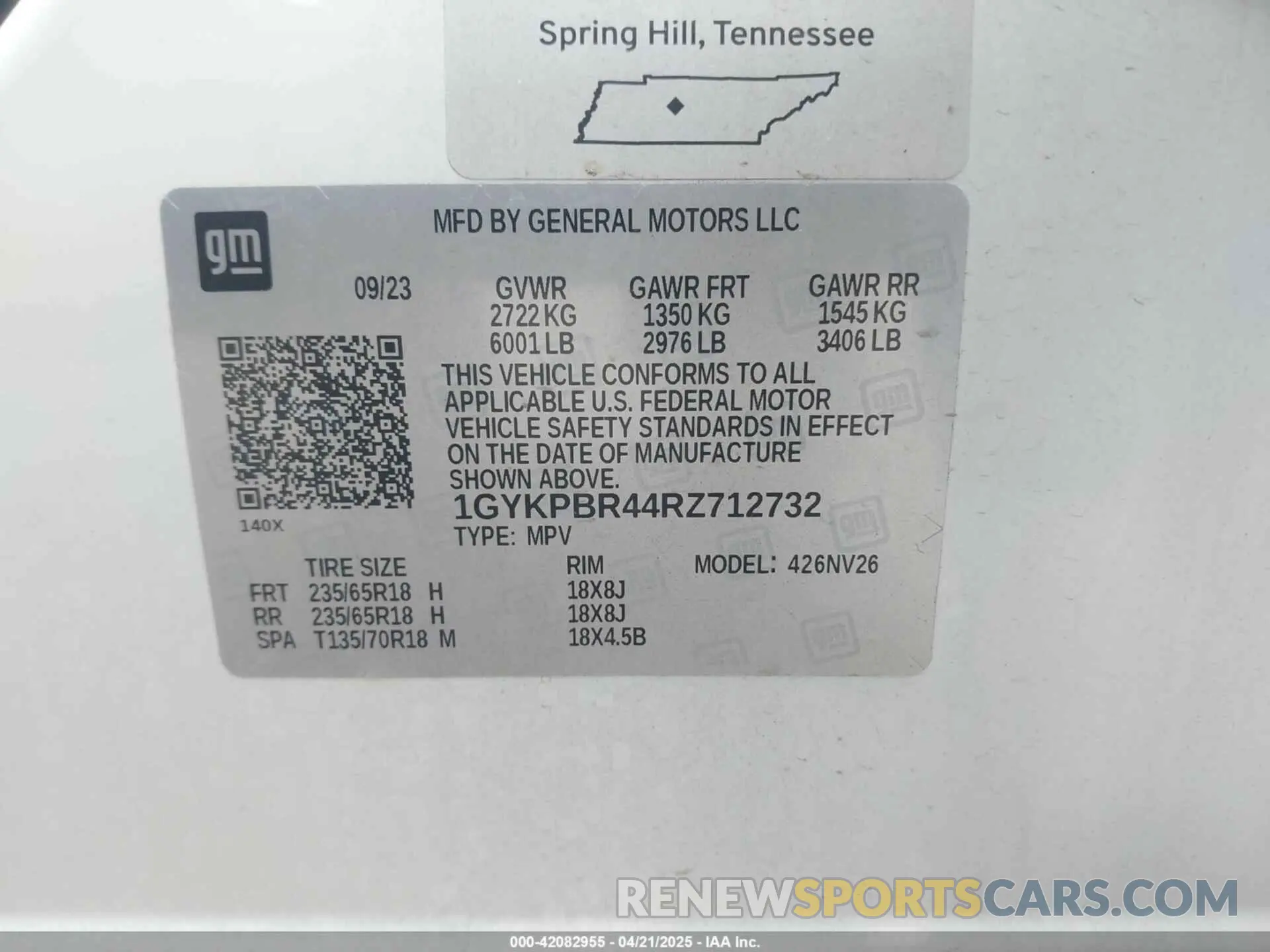 9 Photograph of a damaged car 1GYKPBR44RZ712732 CADILLAC XT6 2024