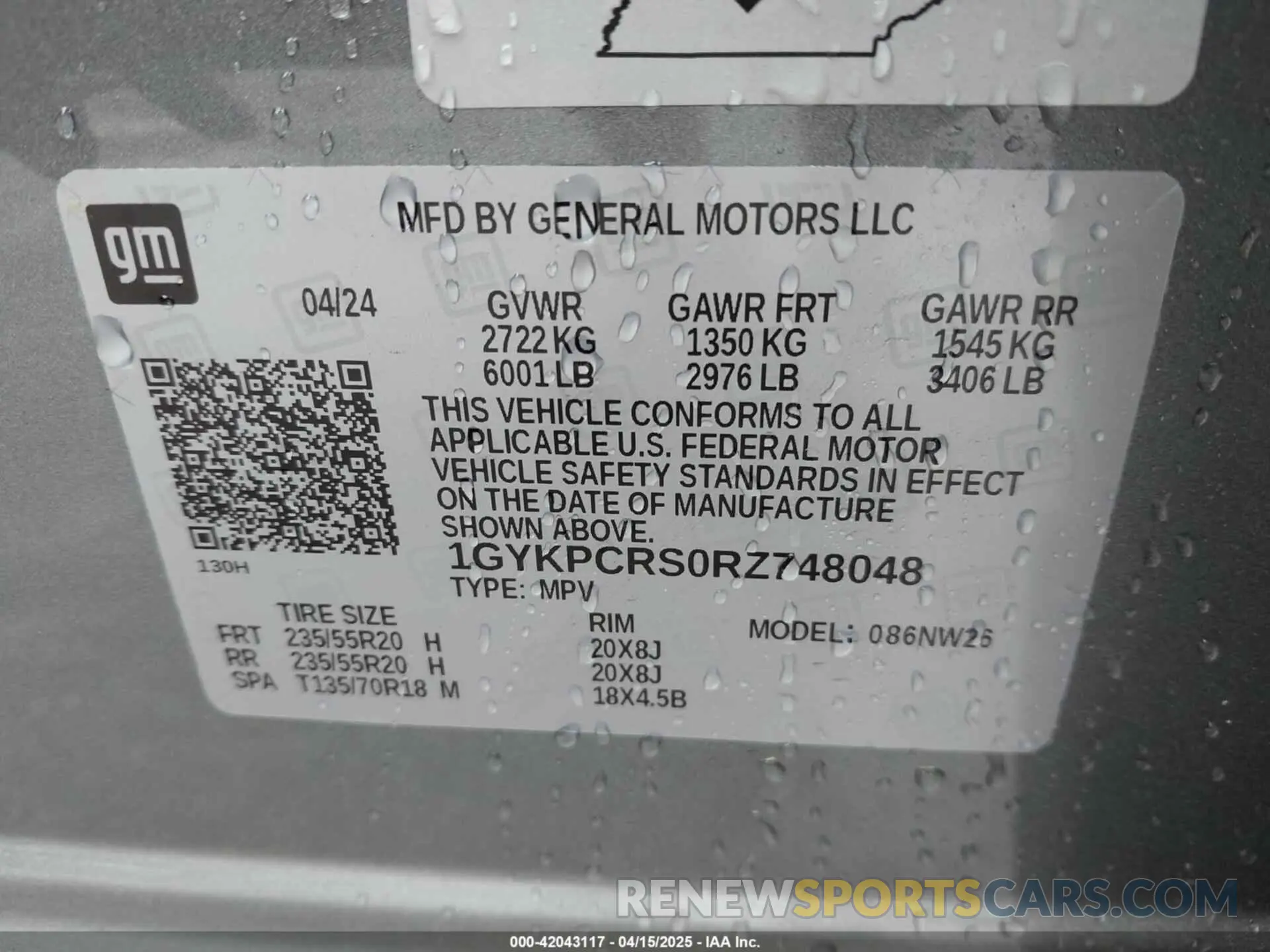 9 Photograph of a damaged car 1GYKPCRS0RZ748048 CADILLAC XT6 2024