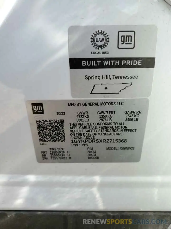 13 Photograph of a damaged car 1GYKPDRSXRZ715368 CADILLAC XT6 2024