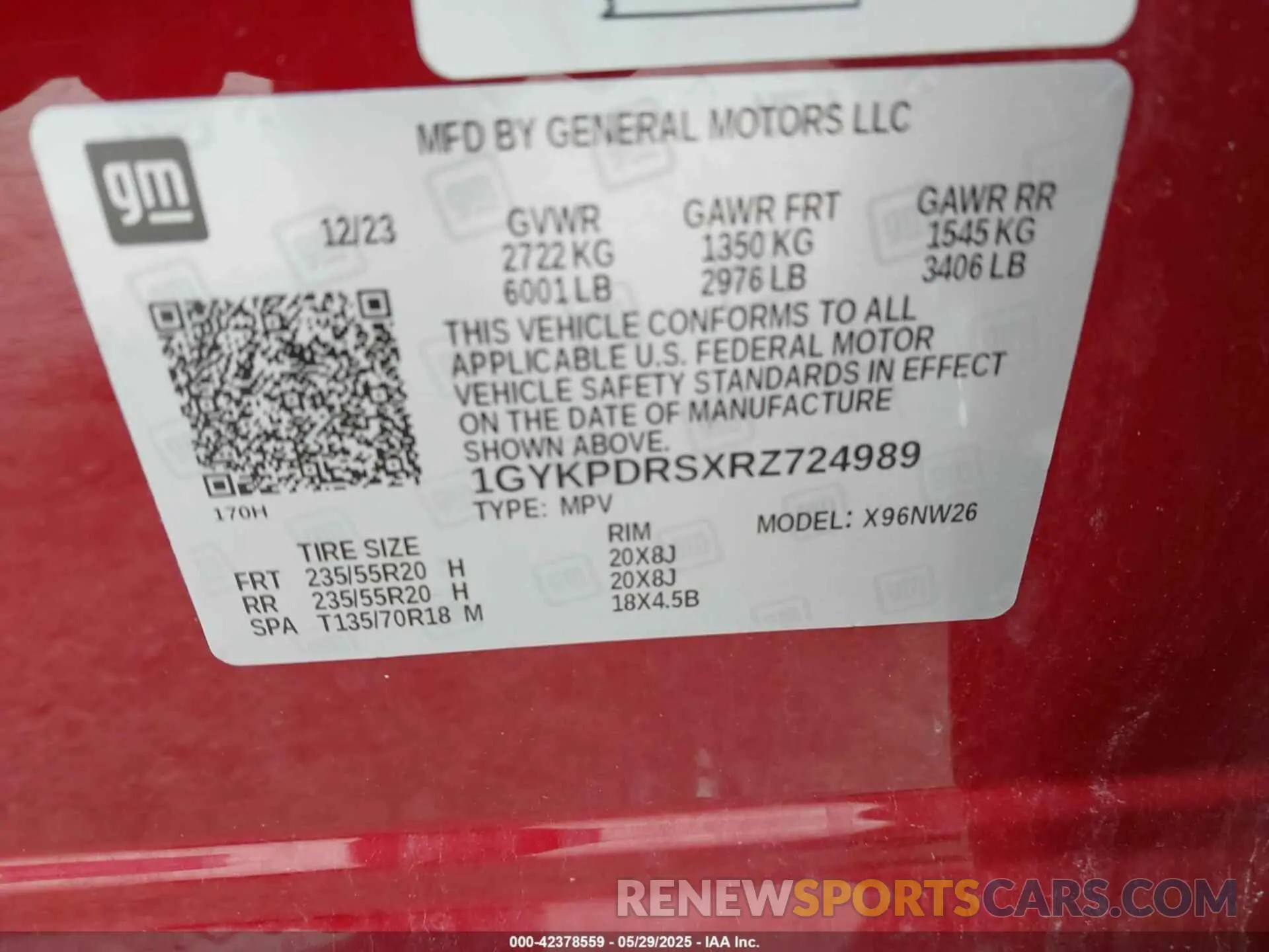 9 Photograph of a damaged car 1GYKPDRSXRZ724989 CADILLAC XT6 2024