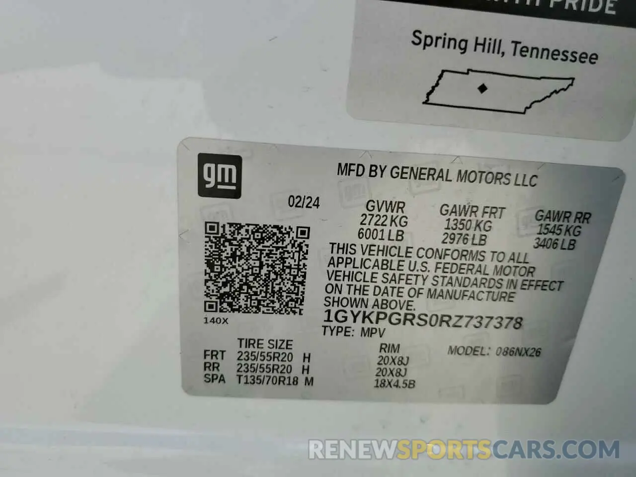 14 Photograph of a damaged car 1GYKPGRS0RZ737378 CADILLAC XT6 2024