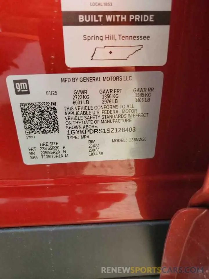 13 Photograph of a damaged car 1GYKPDRS1SZ128403 CADILLAC XT6 2025
