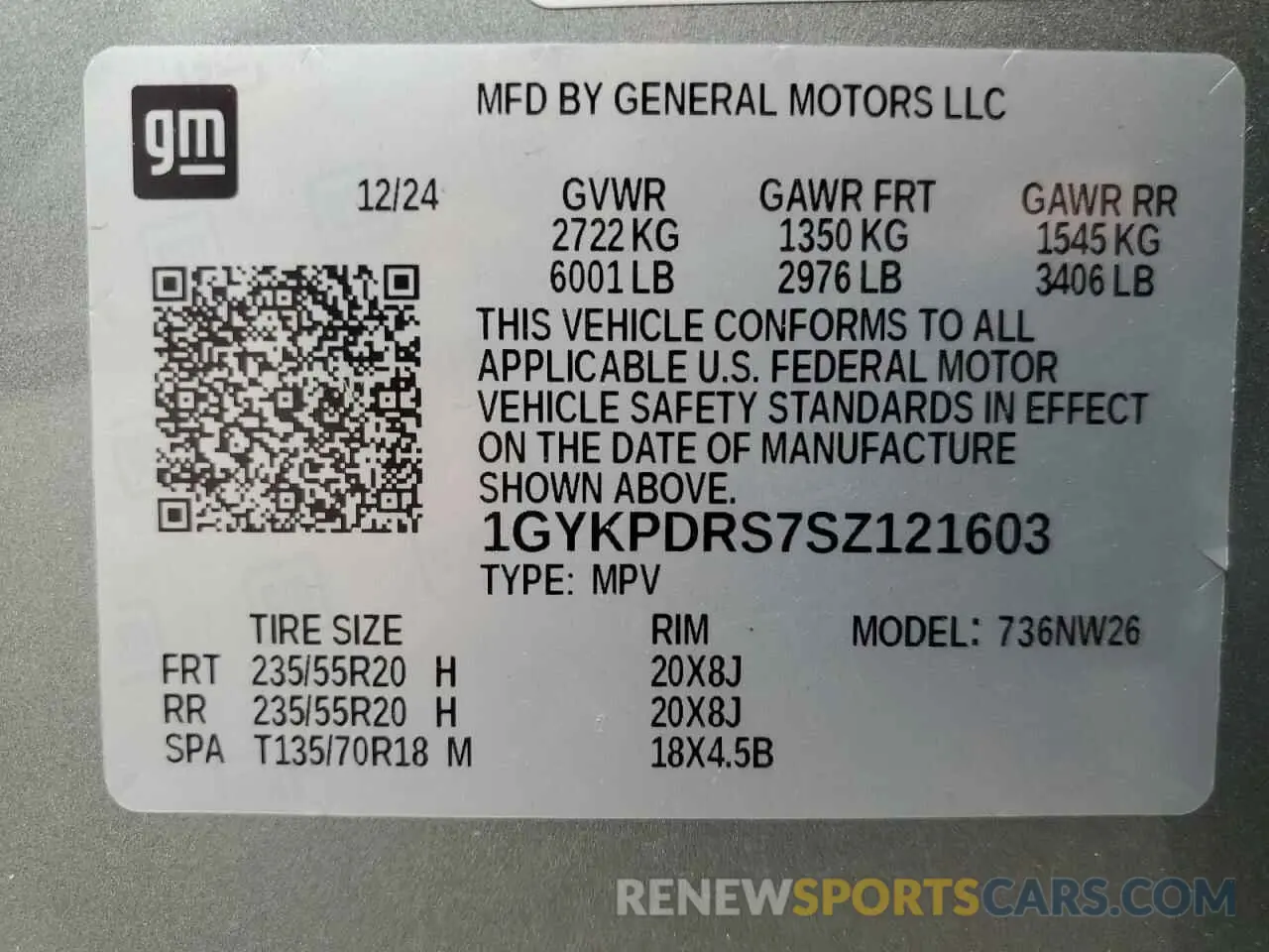 13 Photograph of a damaged car 1GYKPDRS7SZ121603 CADILLAC XT6 2025