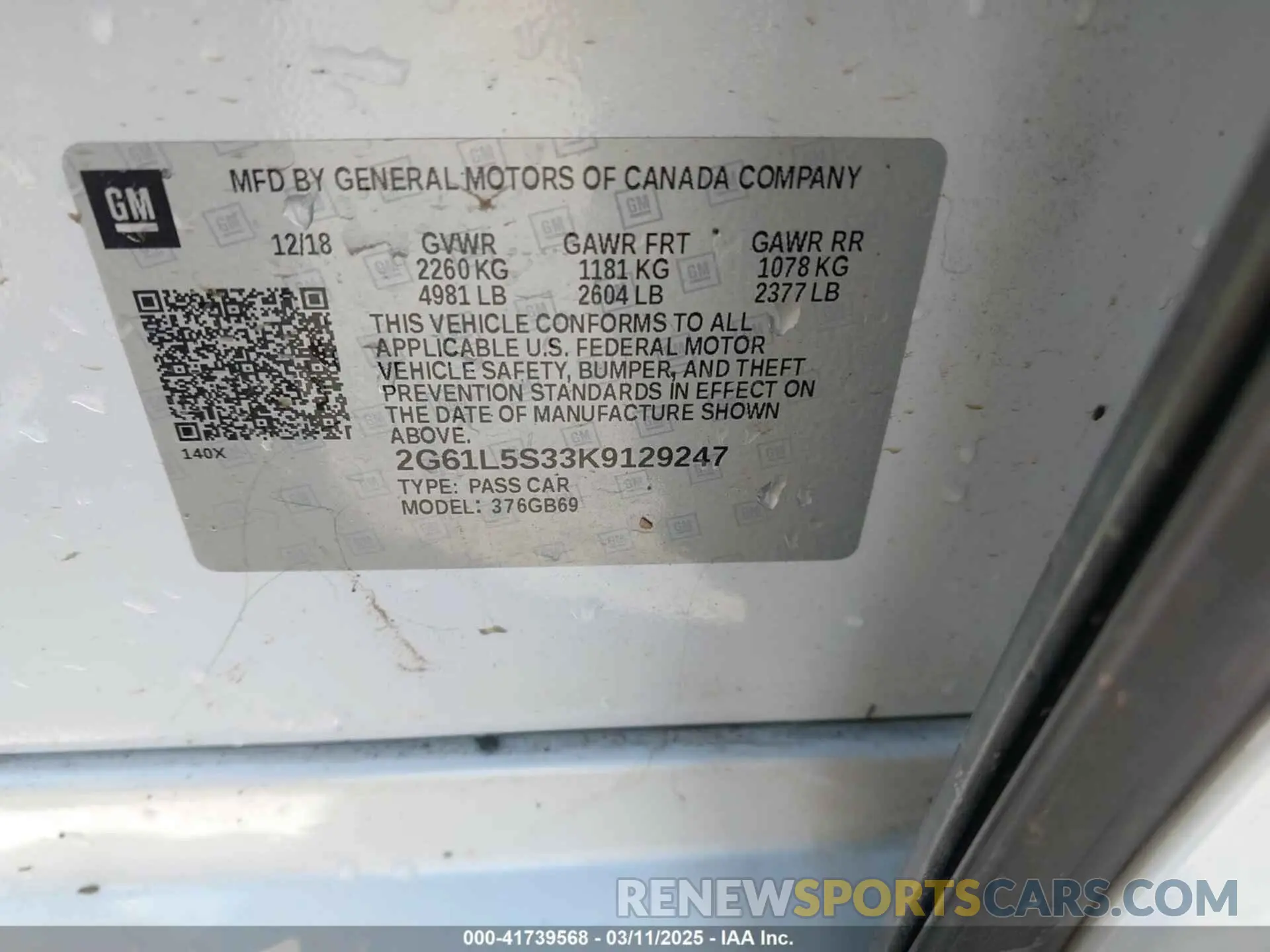 9 Photograph of a damaged car 2G61L5S33K9129247 CADILLAC XTS 2019