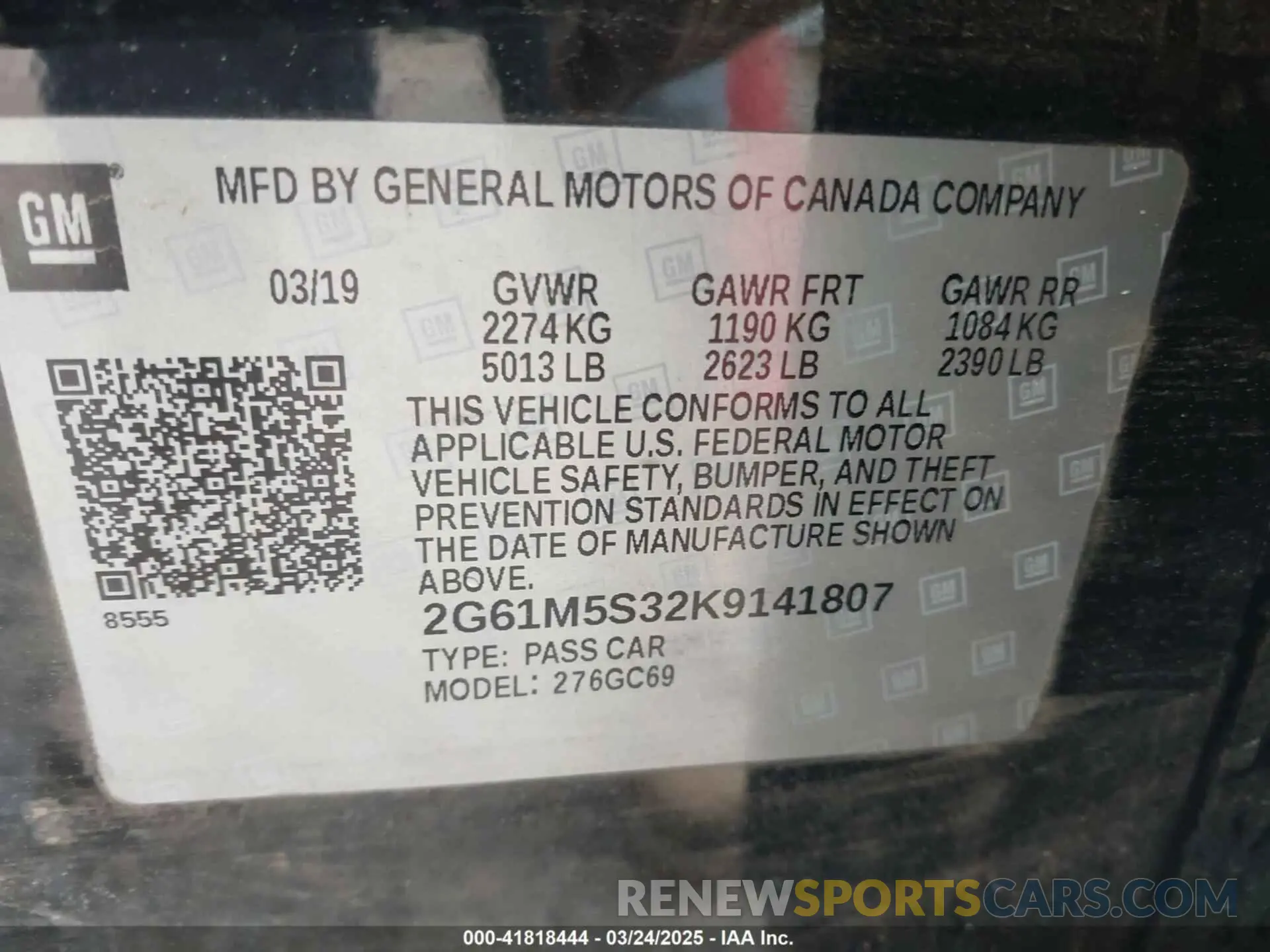 9 Photograph of a damaged car 2G61M5S32K9141807 CADILLAC XTS 2019