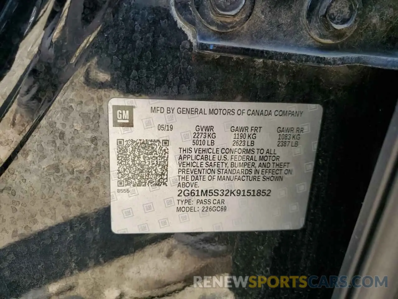 12 Photograph of a damaged car 2G61M5S32K9151852 CADILLAC XTS 2019