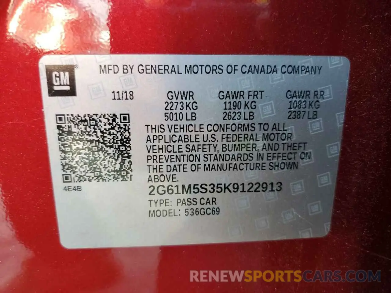 12 Photograph of a damaged car 2G61M5S35K9122913 CADILLAC XTS 2019