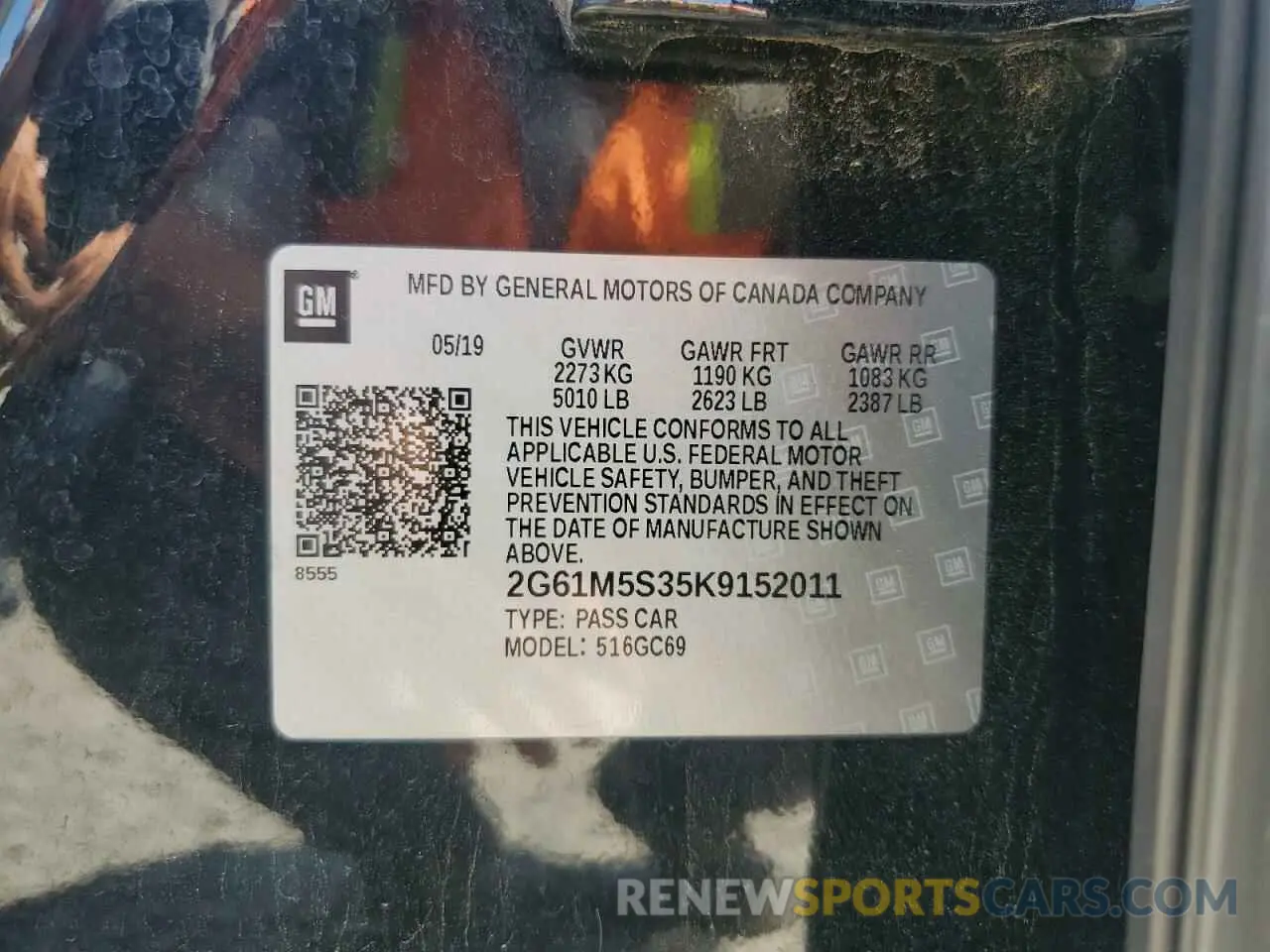 12 Photograph of a damaged car 2G61M5S35K9152011 CADILLAC XTS 2019