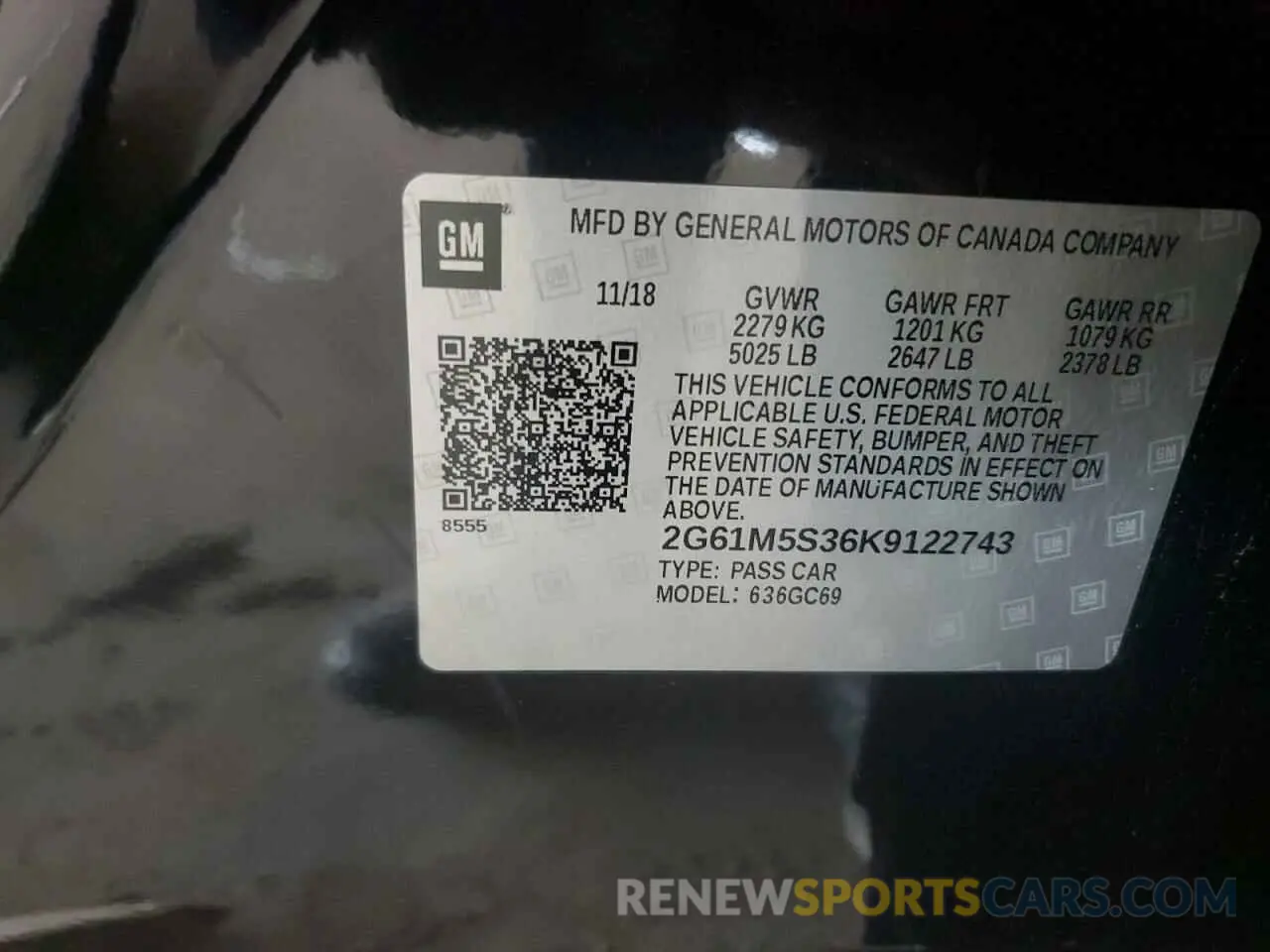 12 Photograph of a damaged car 2G61M5S36K9122743 CADILLAC XTS 2019
