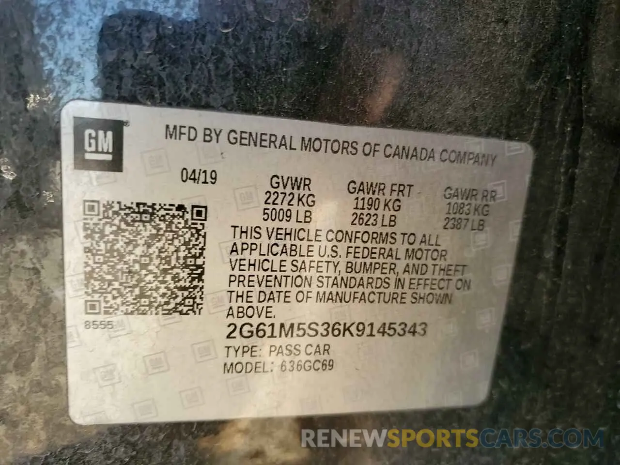 12 Photograph of a damaged car 2G61M5S36K9145343 CADILLAC XTS 2019