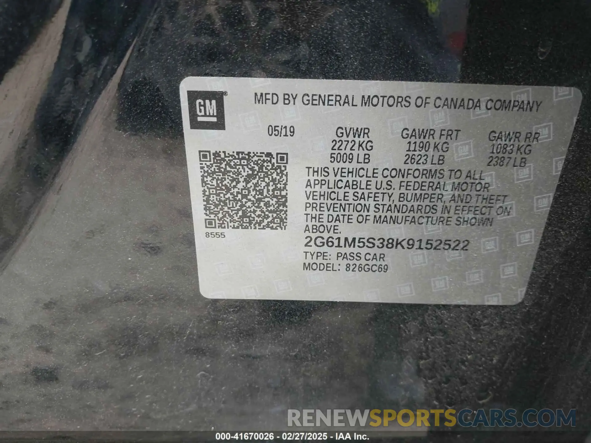 9 Photograph of a damaged car 2G61M5S38K9152522 CADILLAC XTS 2019