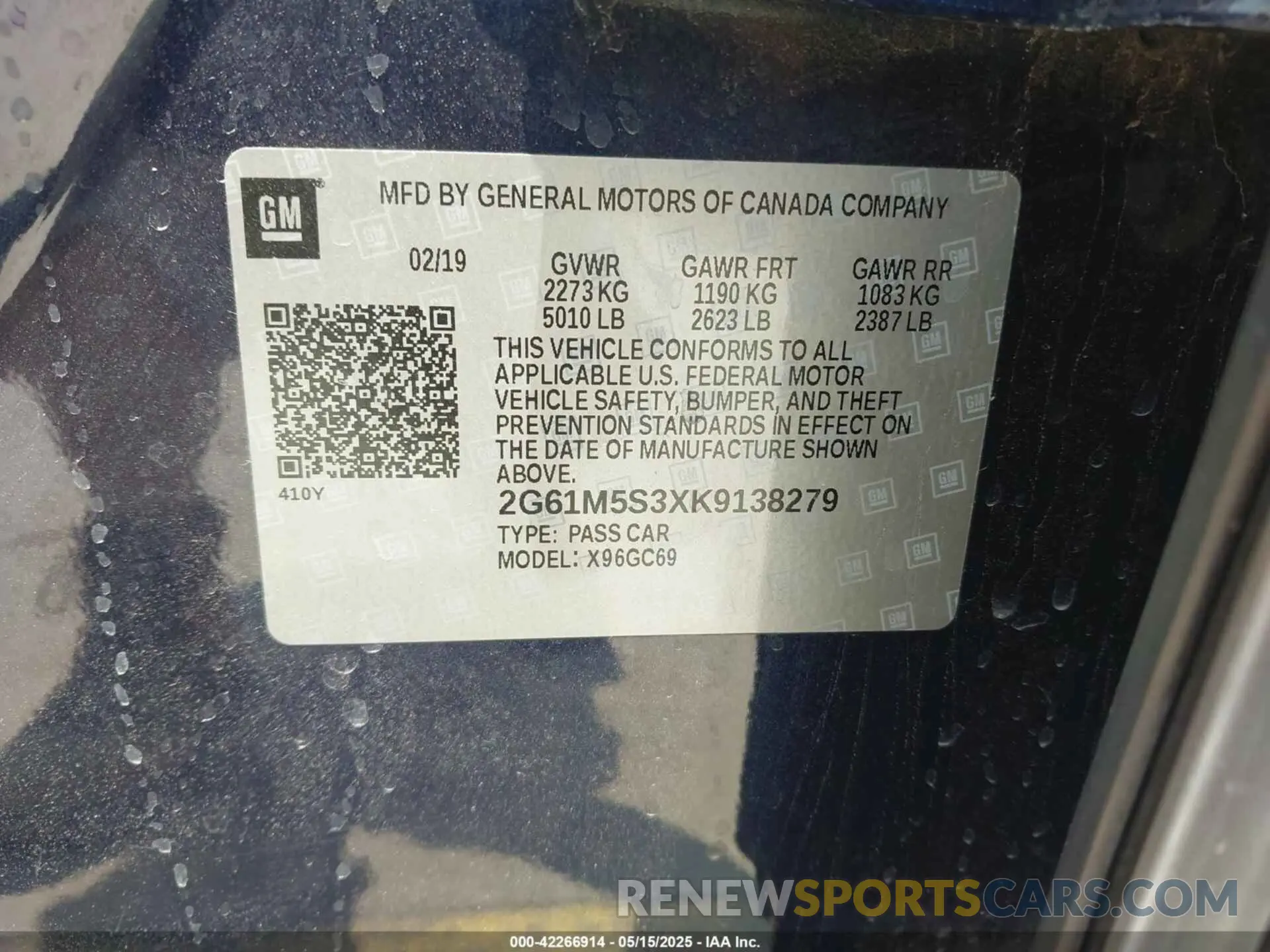 9 Photograph of a damaged car 2G61M5S3XK9138279 CADILLAC XTS 2019